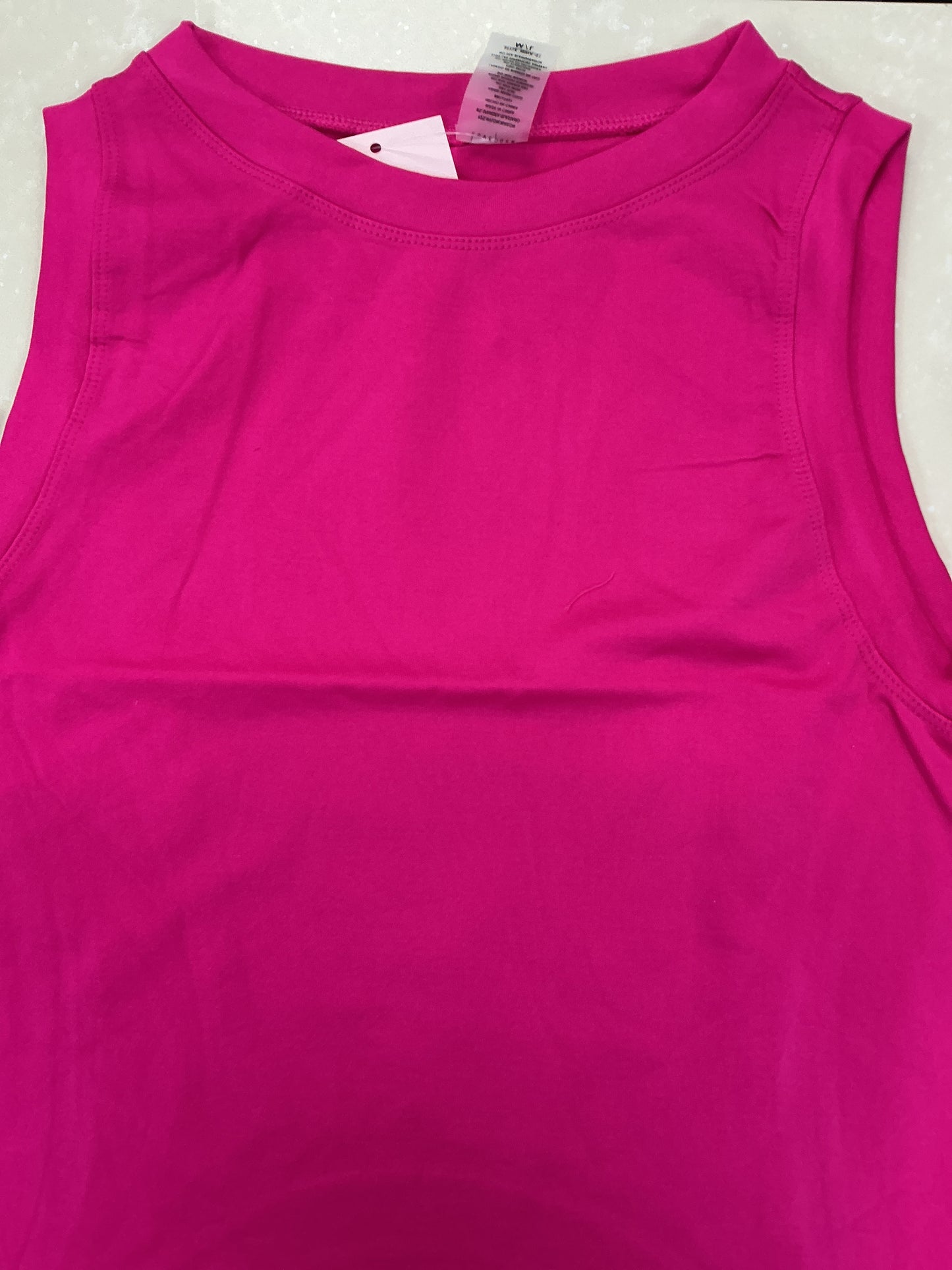 Pink high crew neck tank
