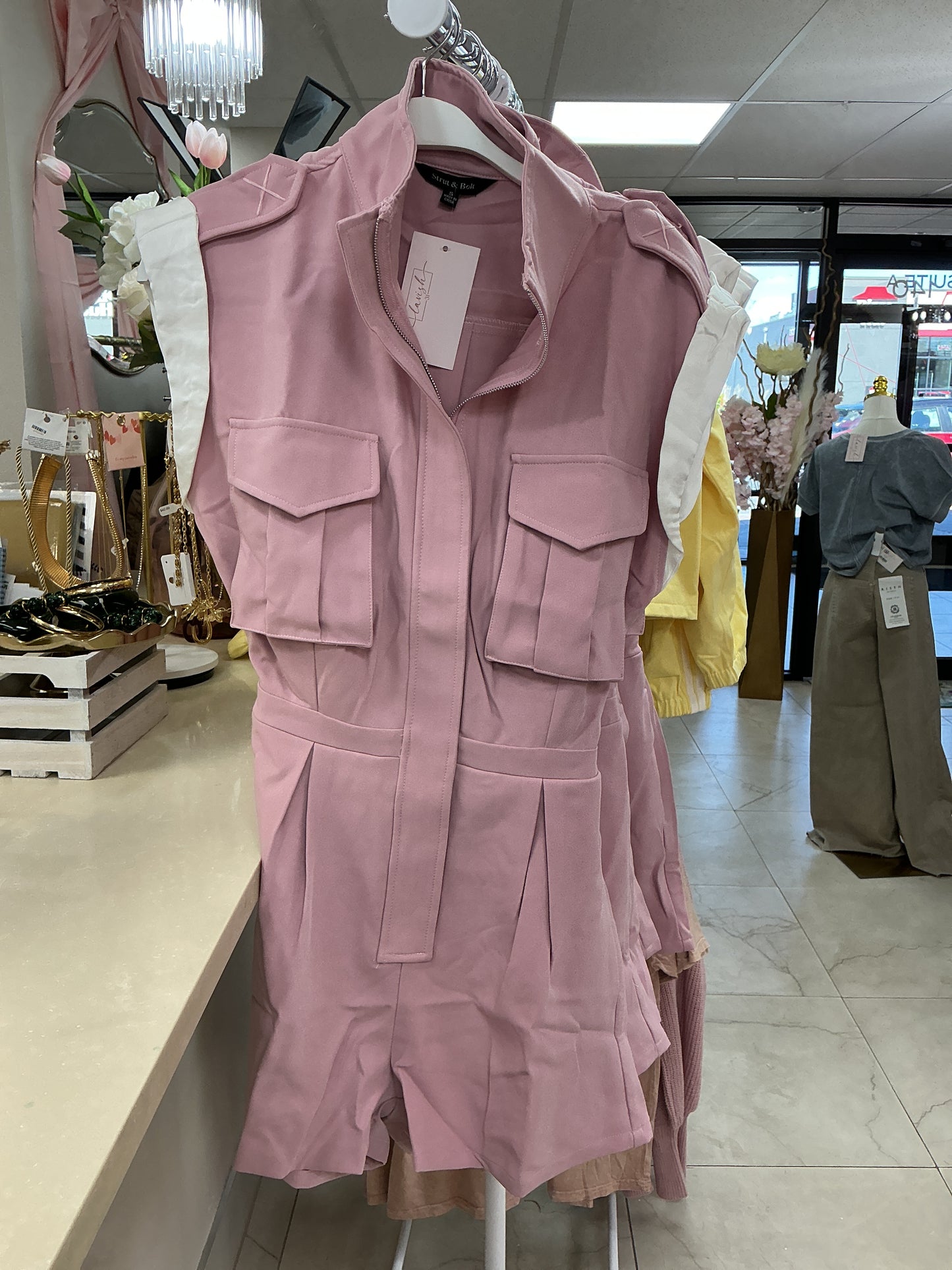Pink button romper