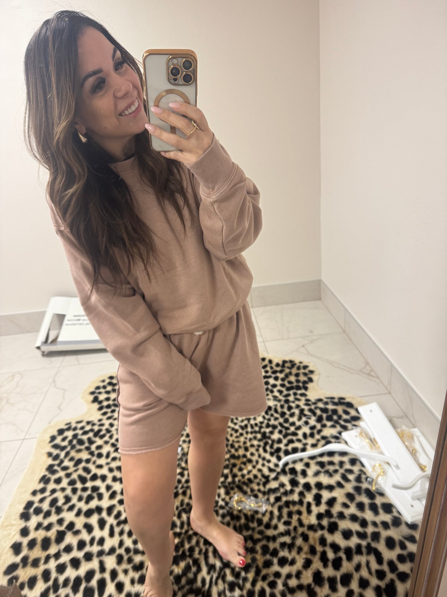 Dark taupe Long sleeve lounge top