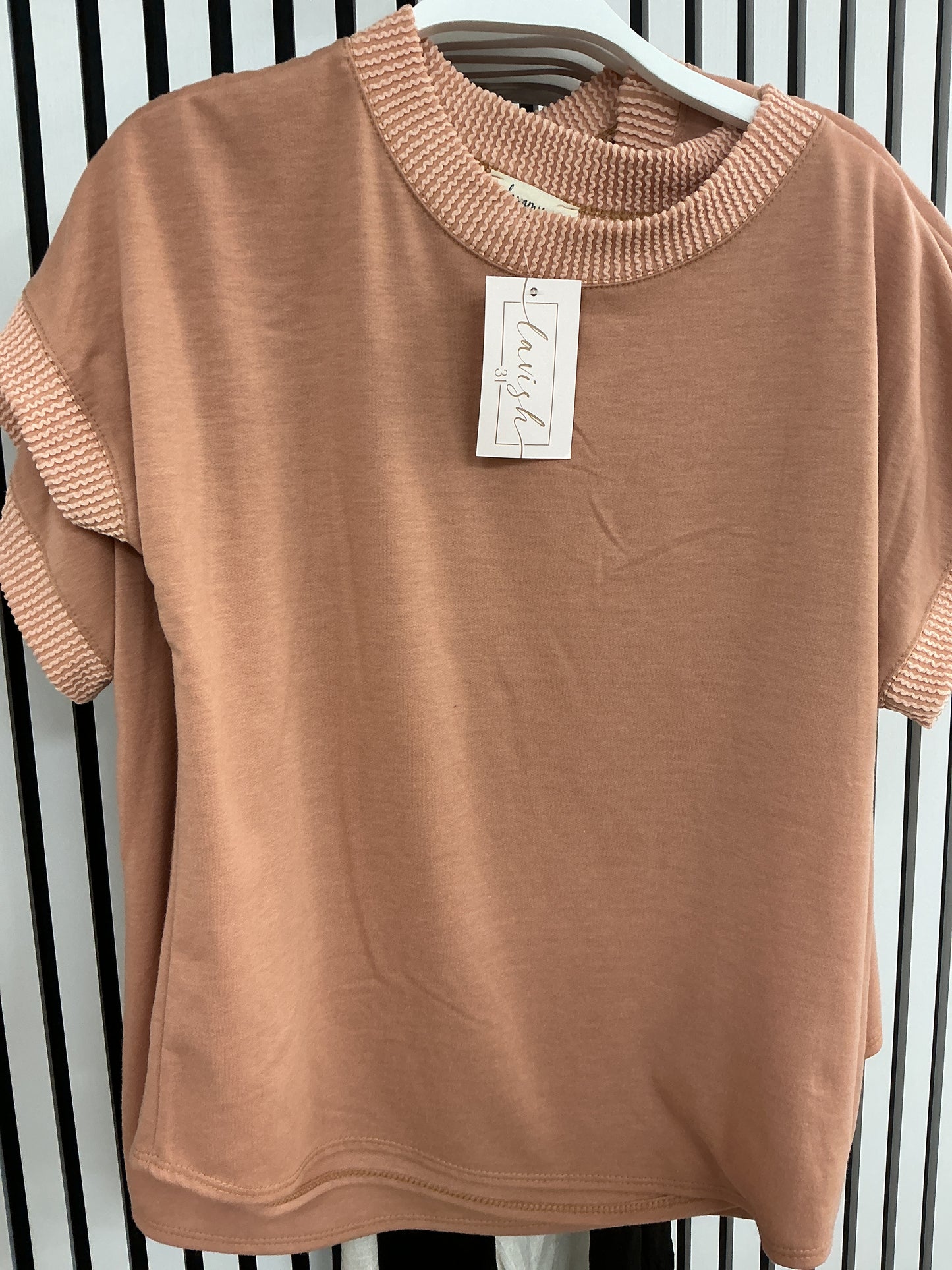 Orange ribbed sleeve top