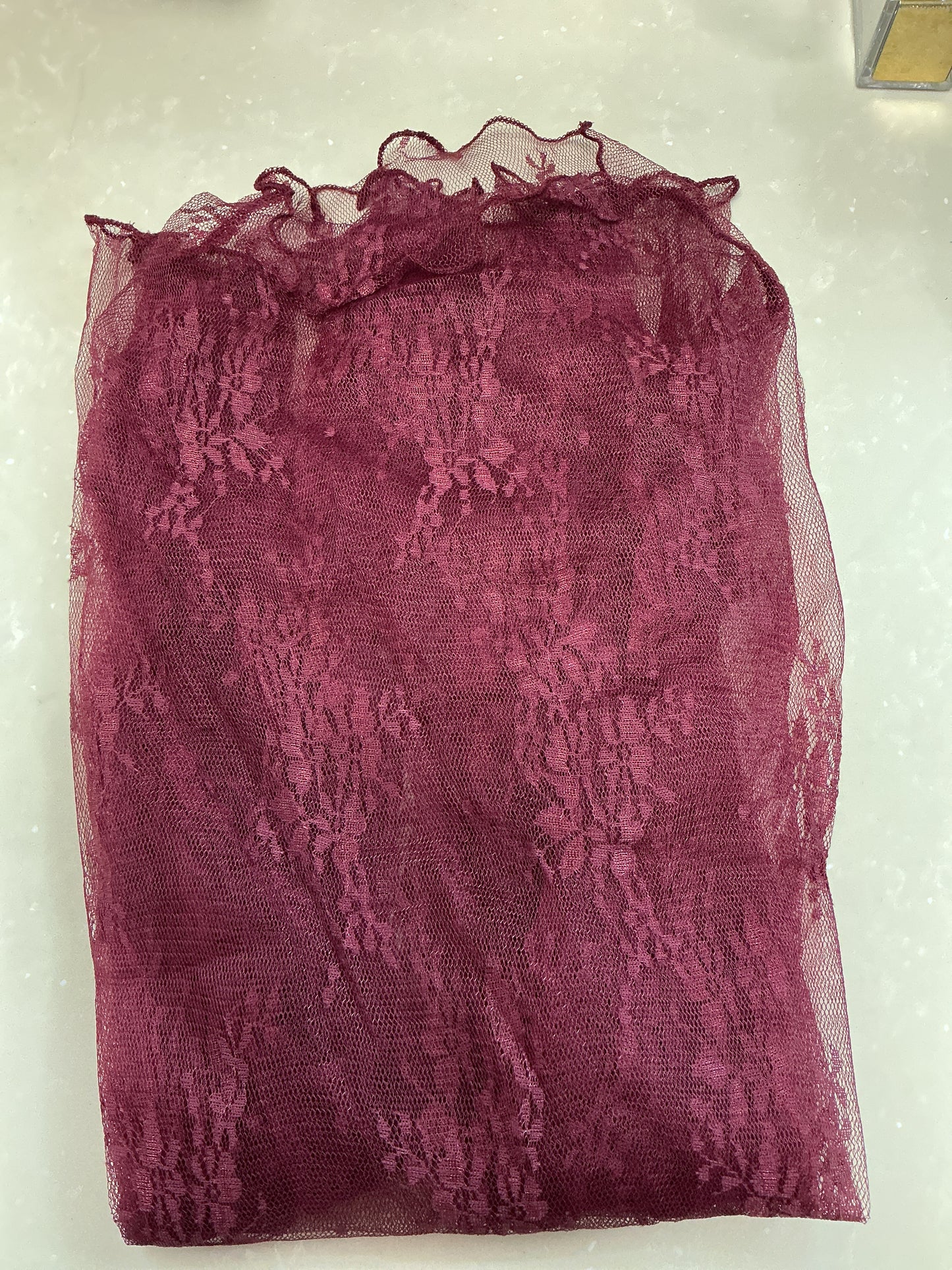 Plus size Burgundy lace mesh top