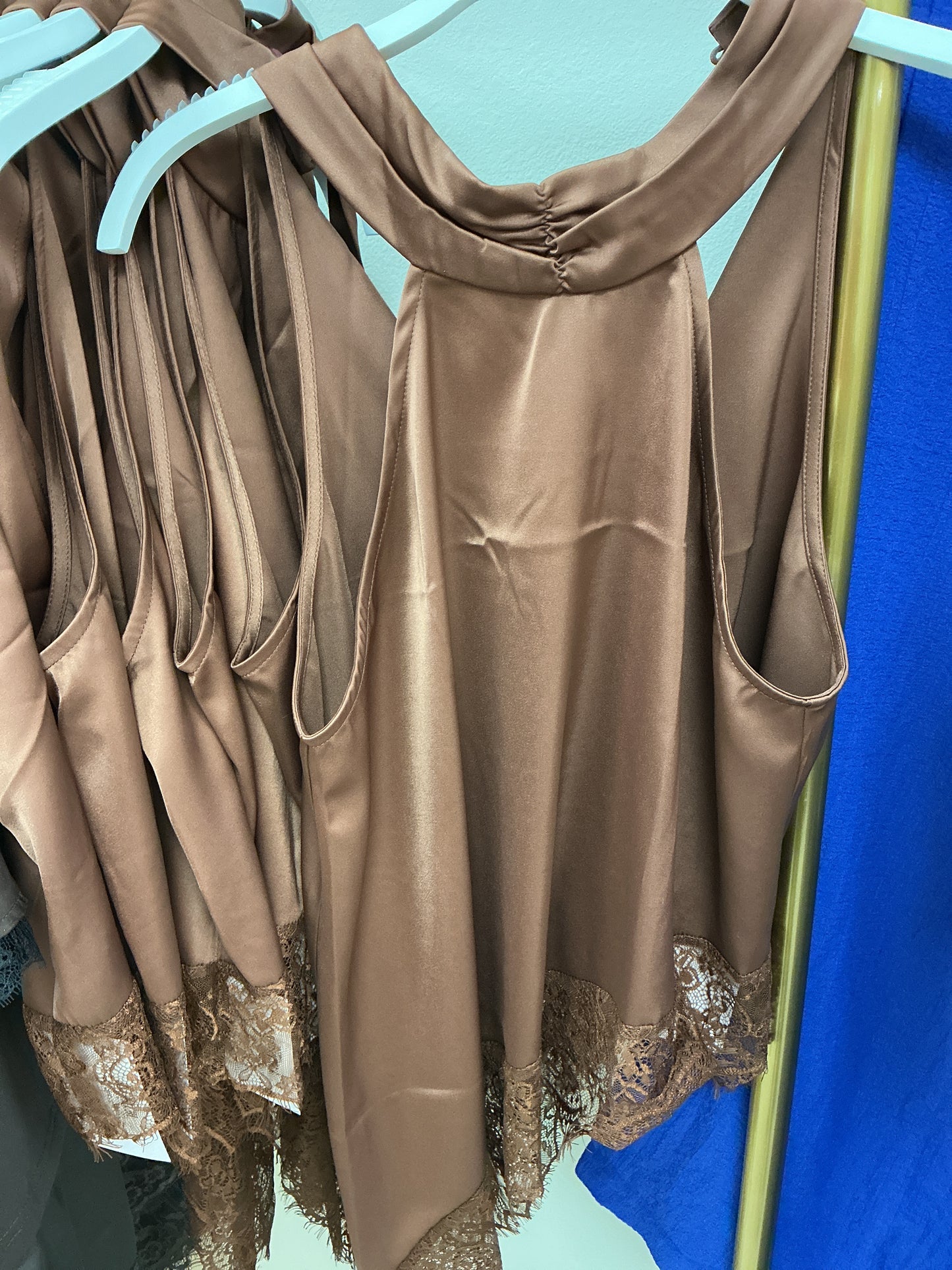 Brown top with lace trim
