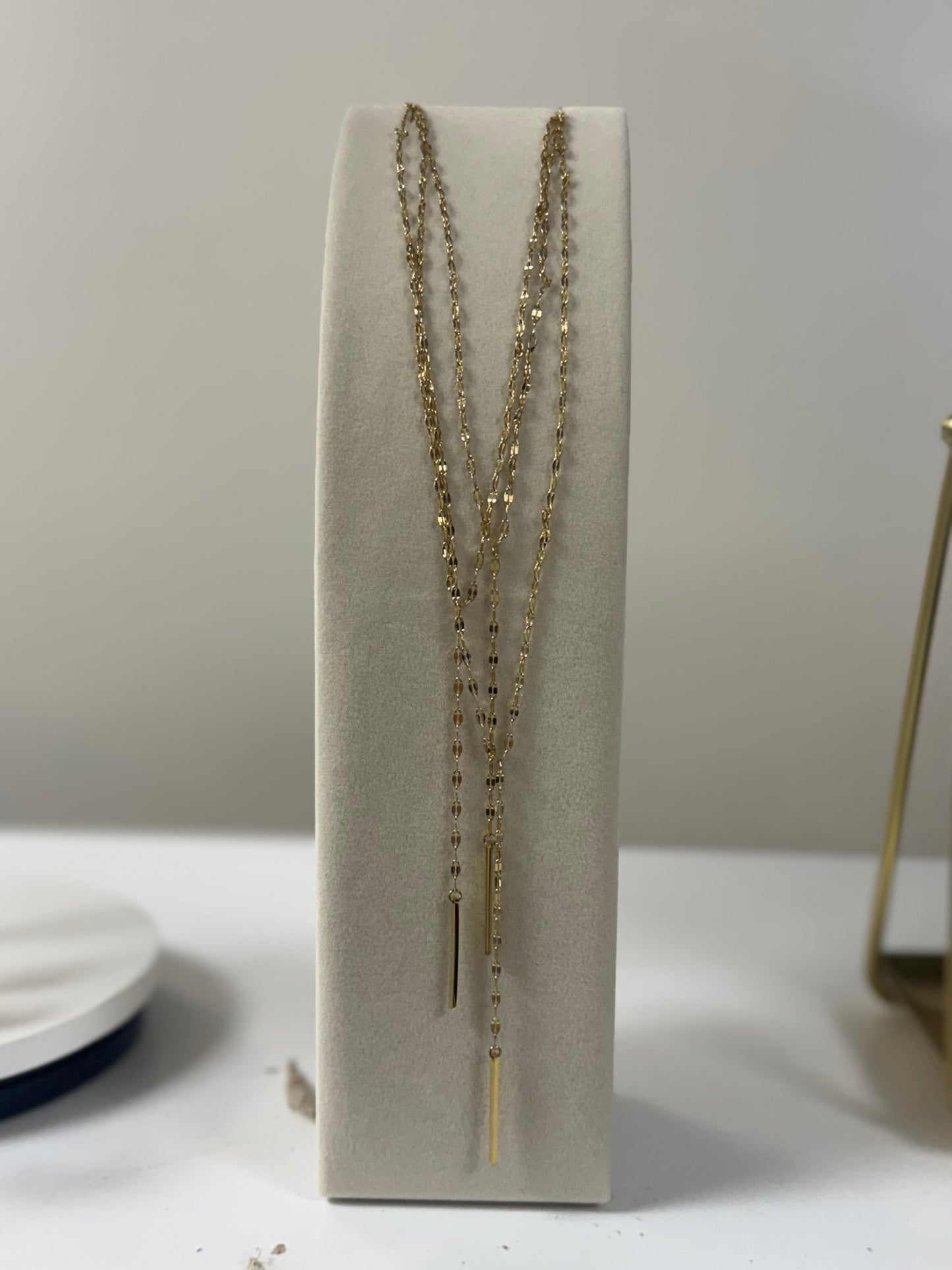 Gold shimmer lariat necklace waterproof
