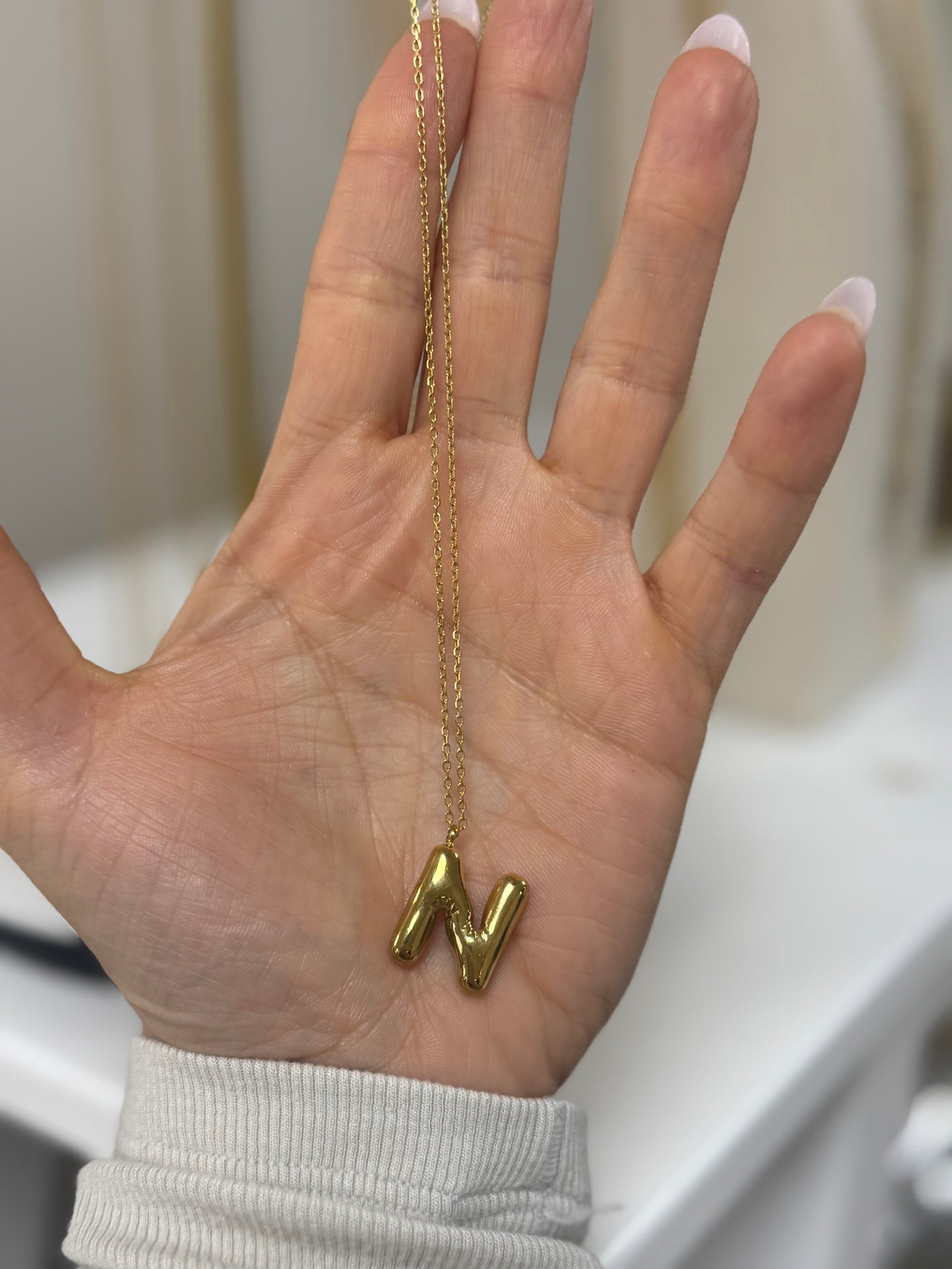 N Initial Gold Necklace