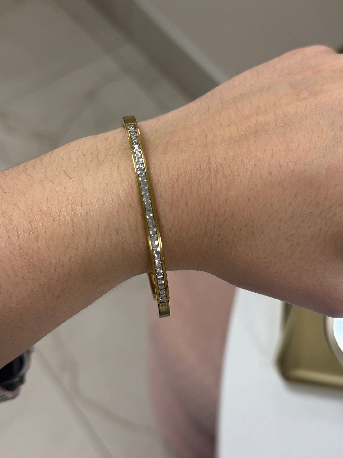Crystal Gold Bangle Bracelet