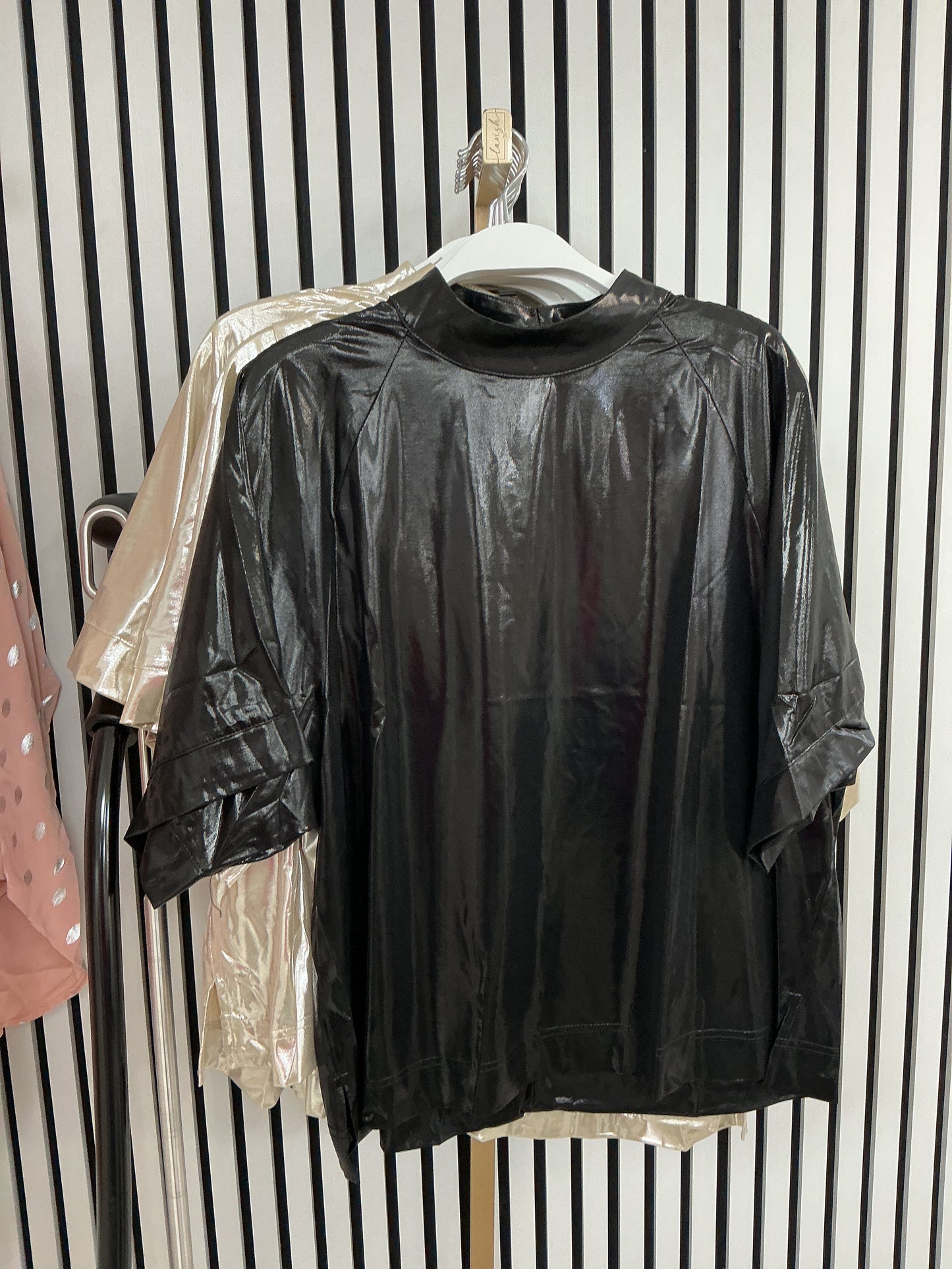 Black shimmer top