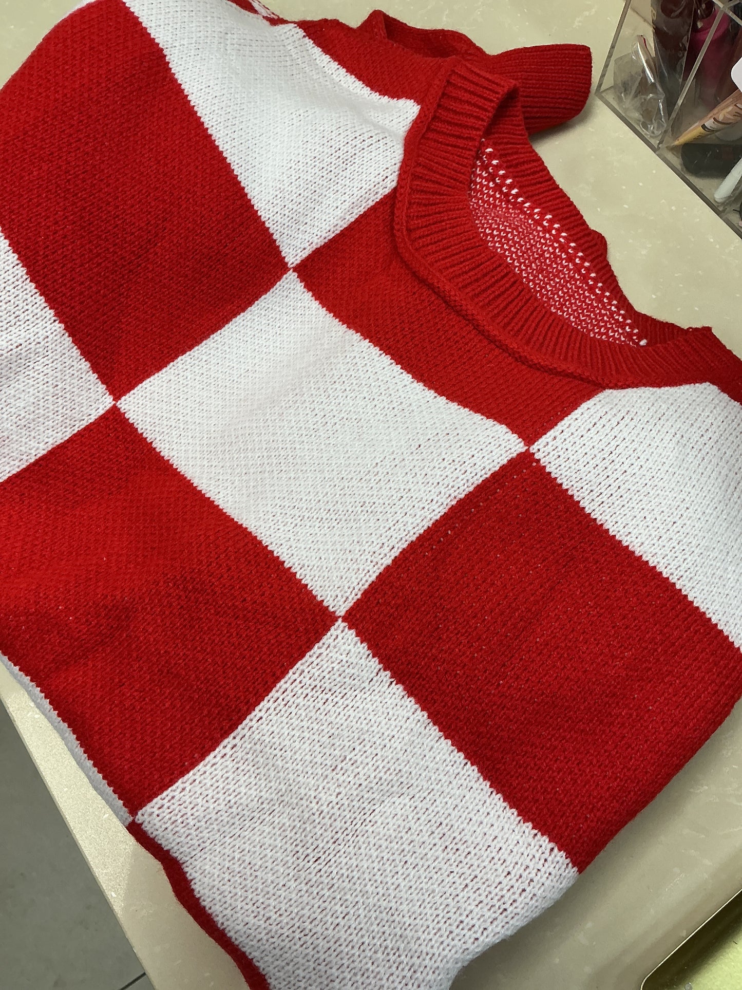 Red checkered sweater