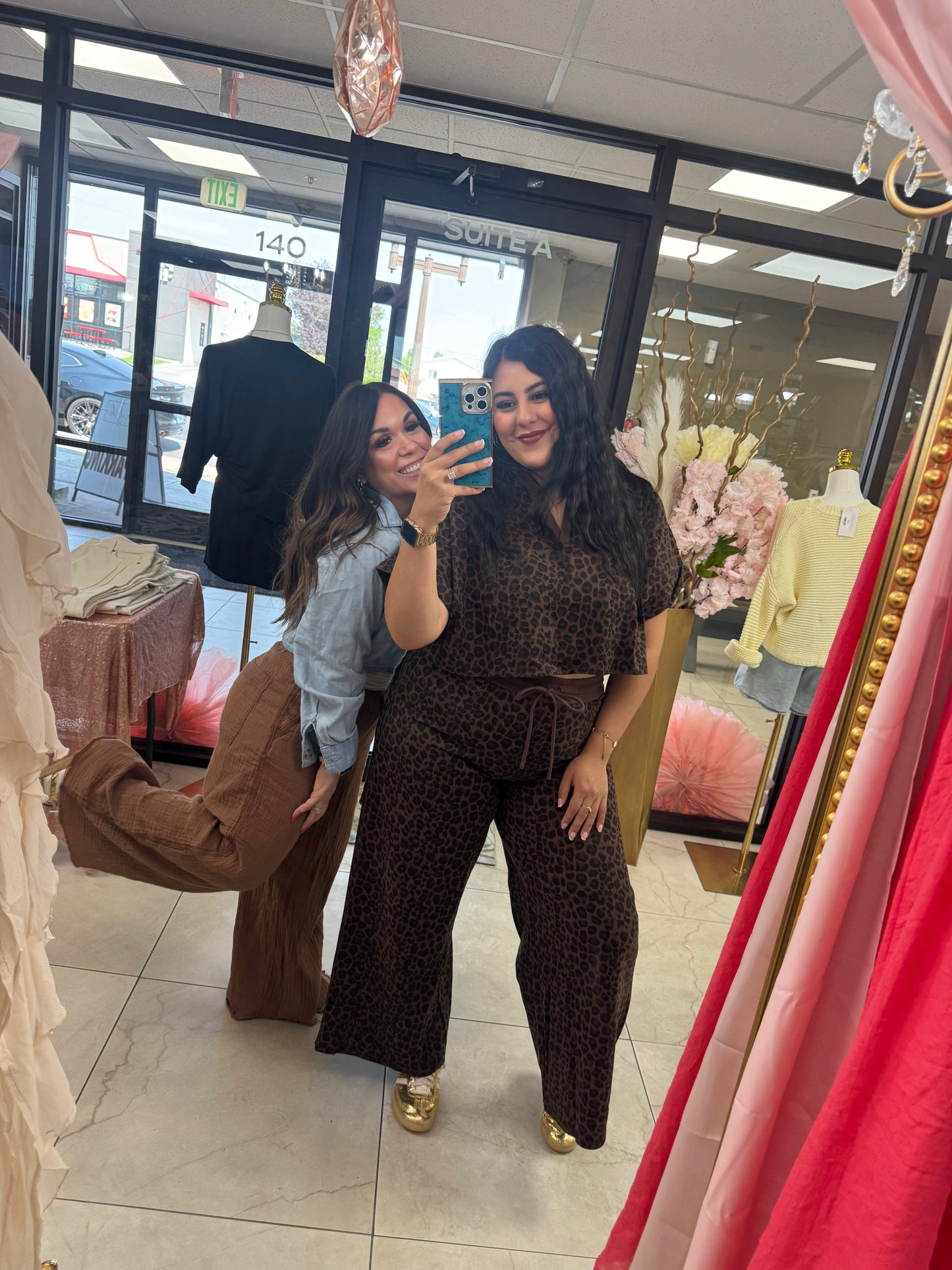 Cheetah two piece pants set