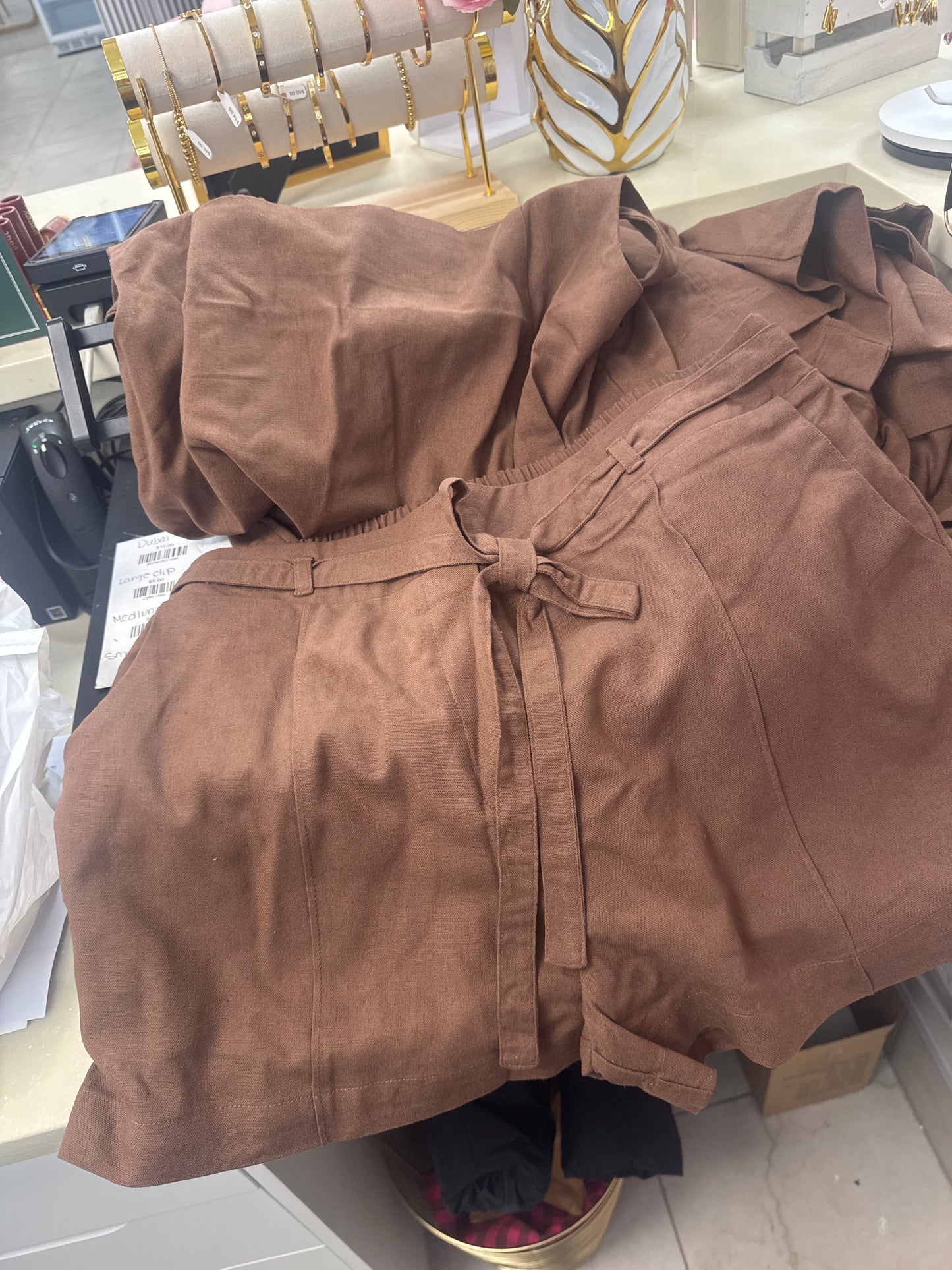 Brown shorts and tank set