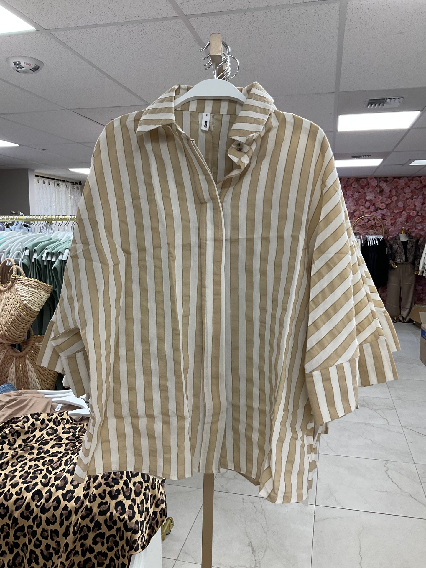 Brown and white striped shirt