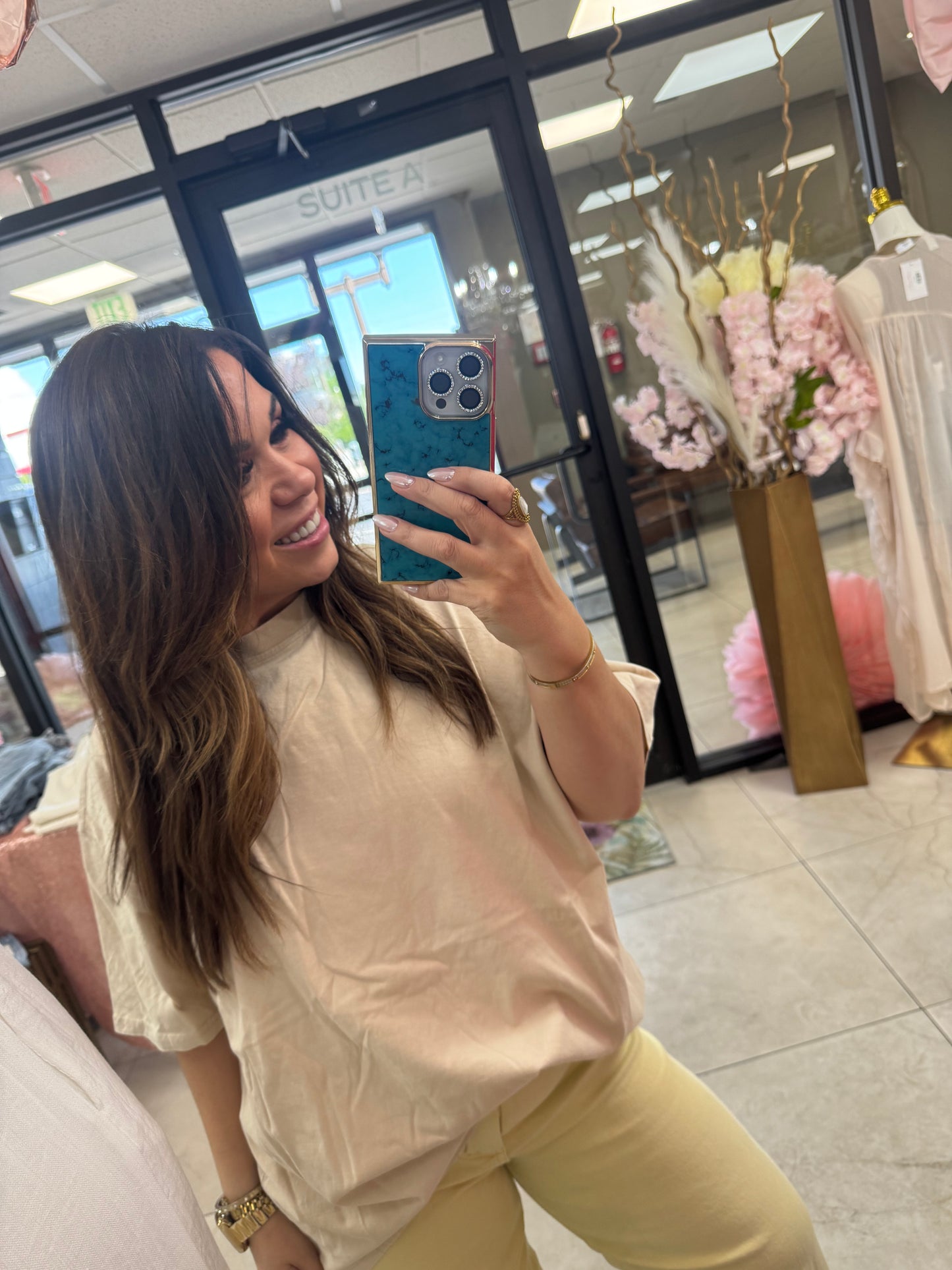 Beige/off white basic top