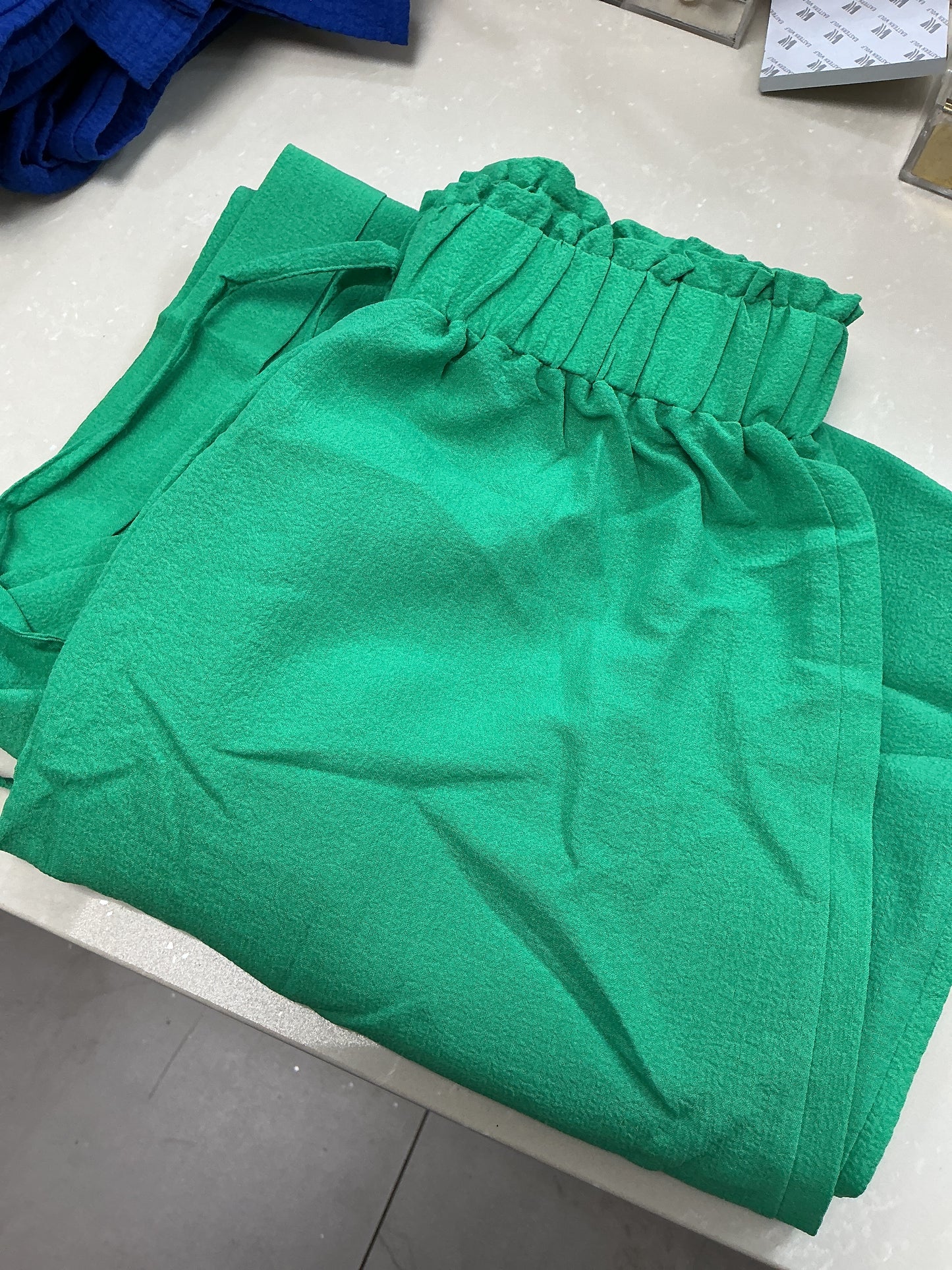 Green flowy pants