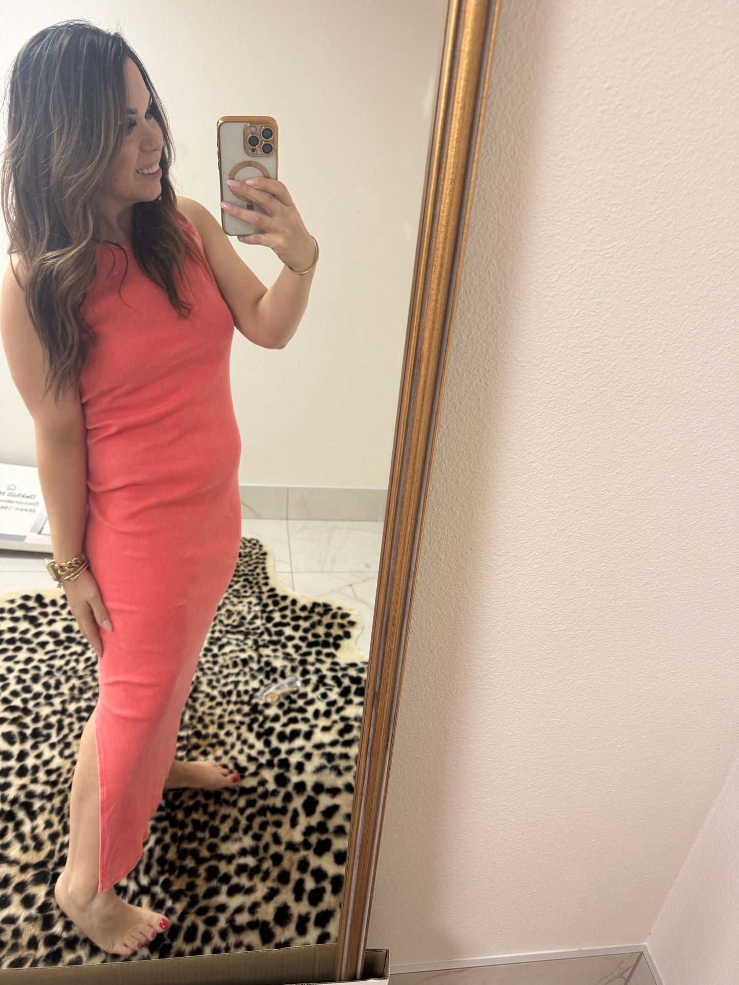 Coral long dress