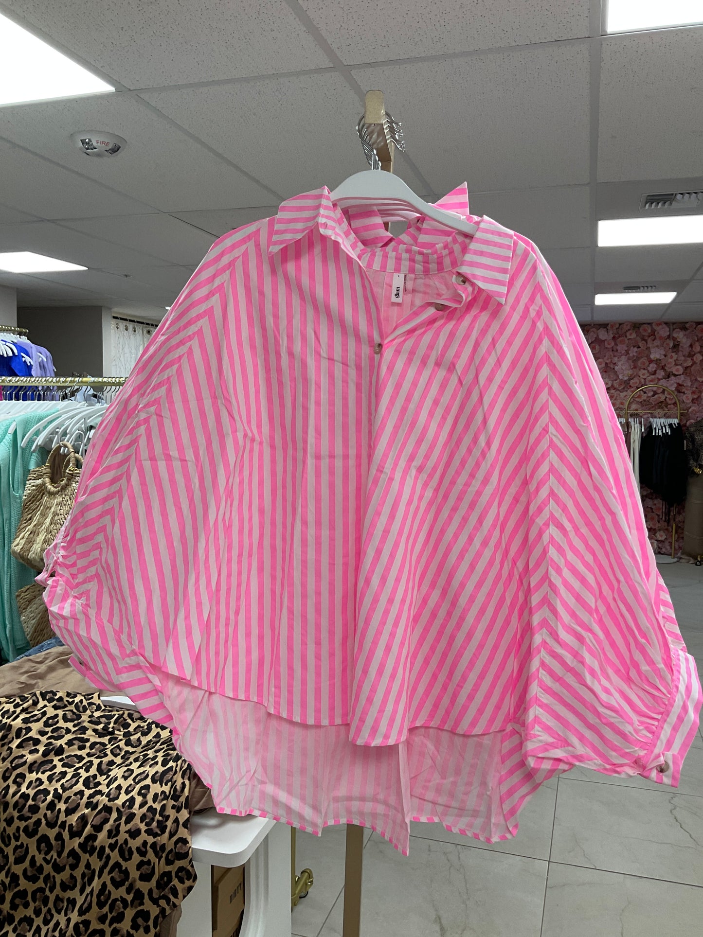Pink and white striped shirt