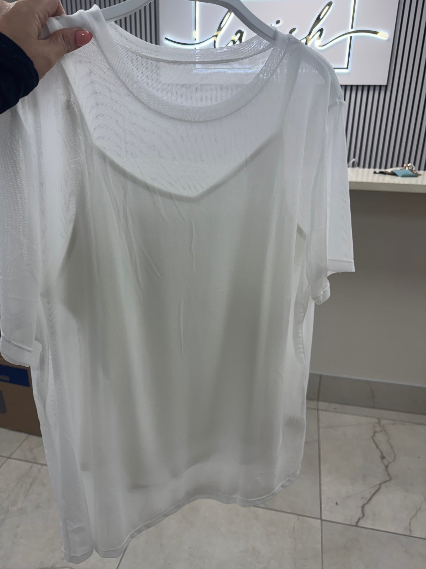 White sheer top
