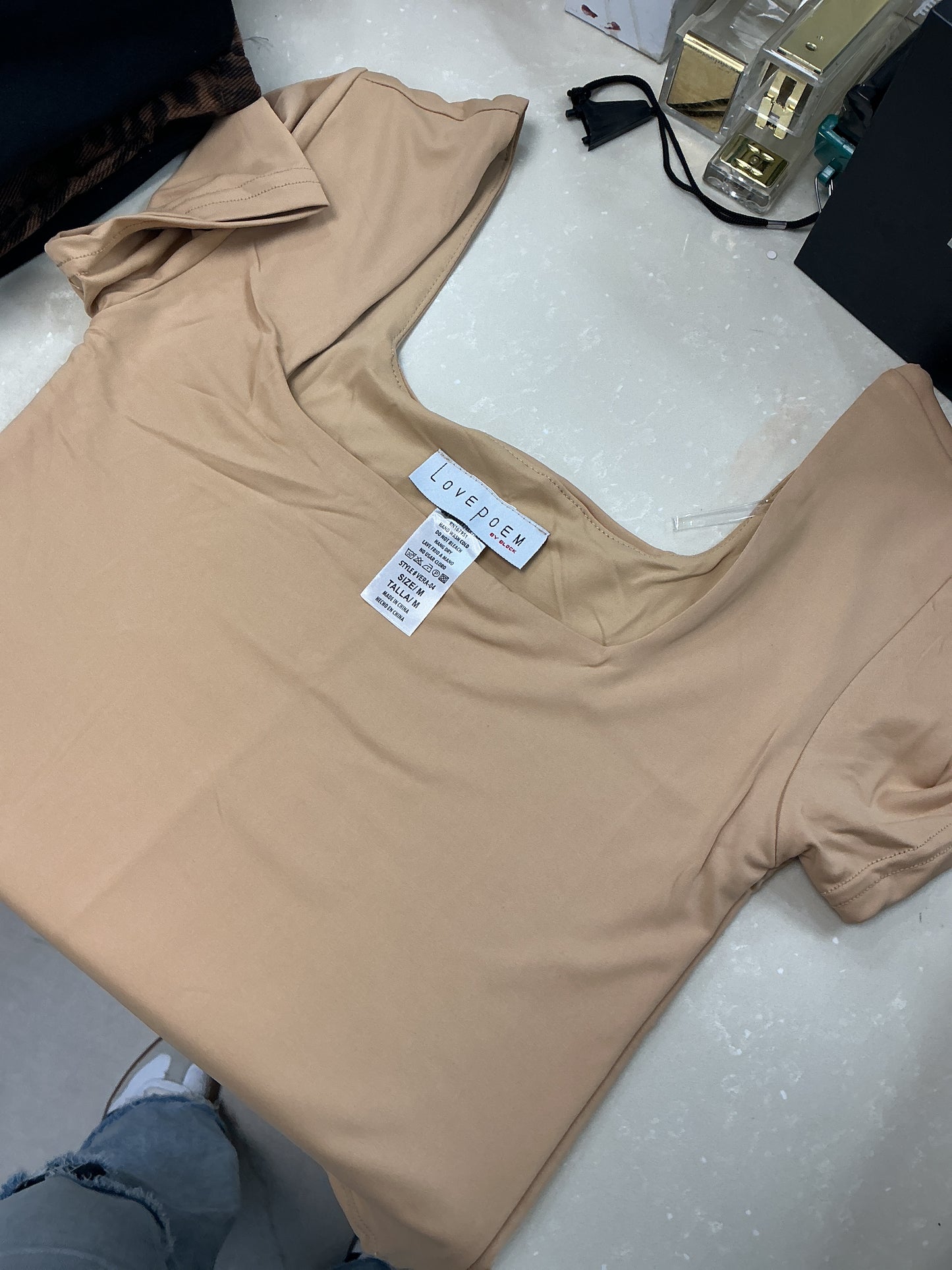 Tan Square neck top