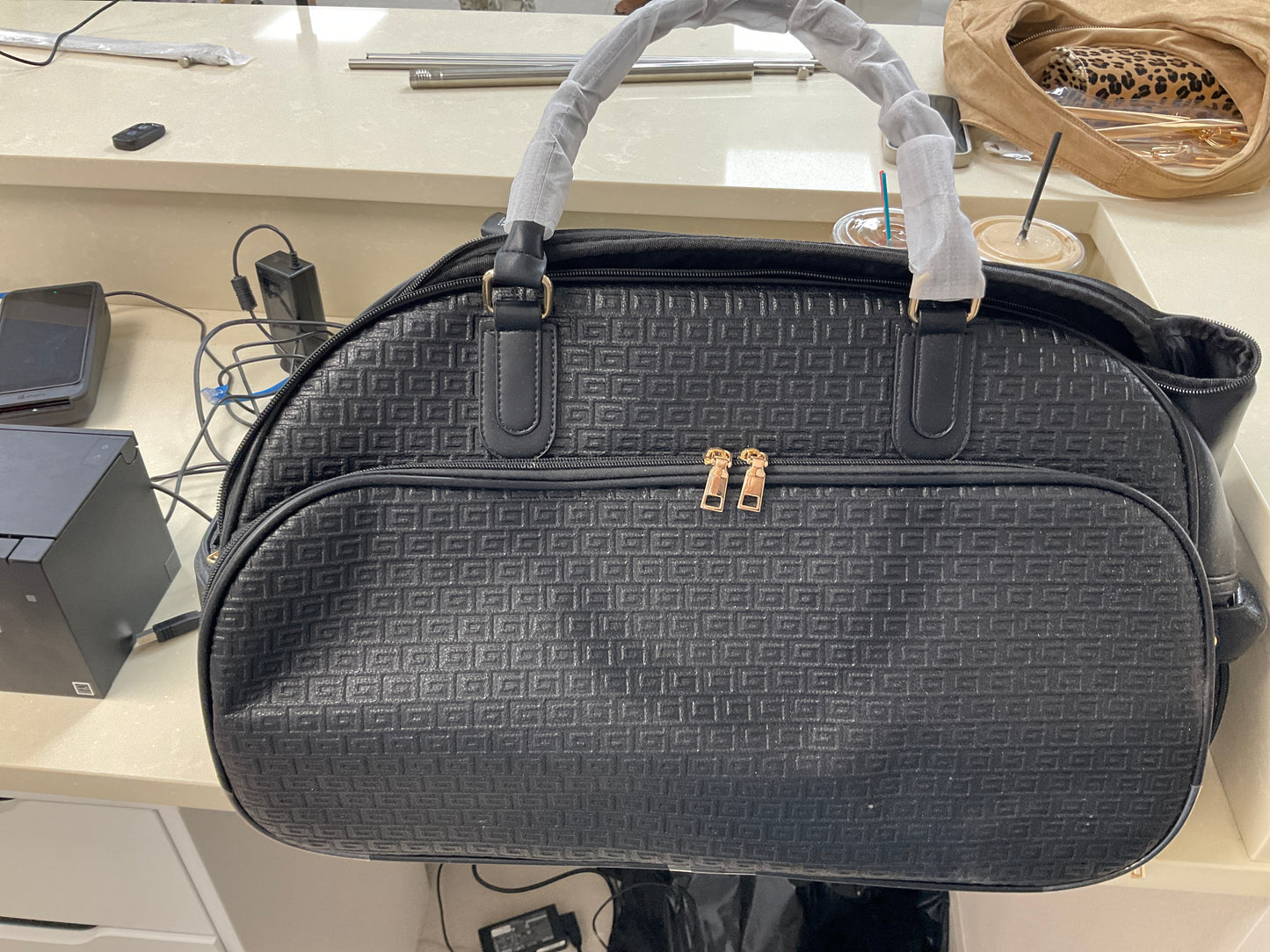 Black duffle bag