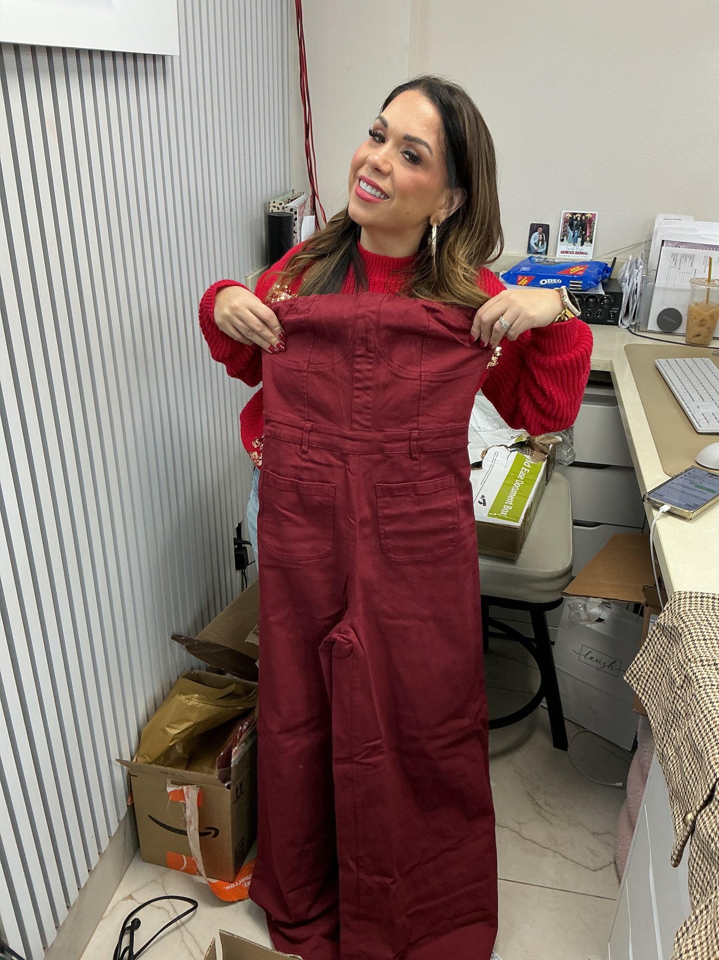 Burgundy jumpsuit