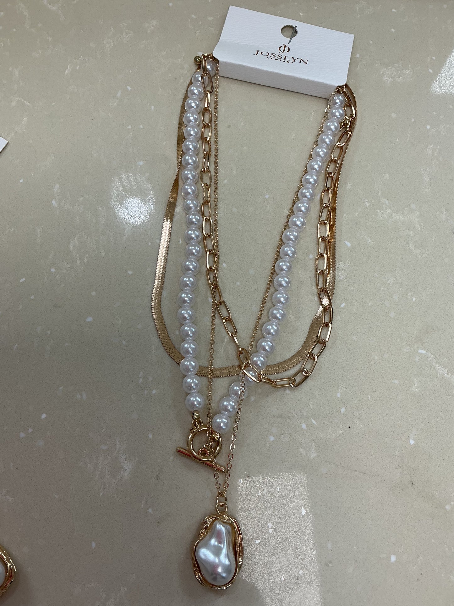 Gold pearl stack necklace