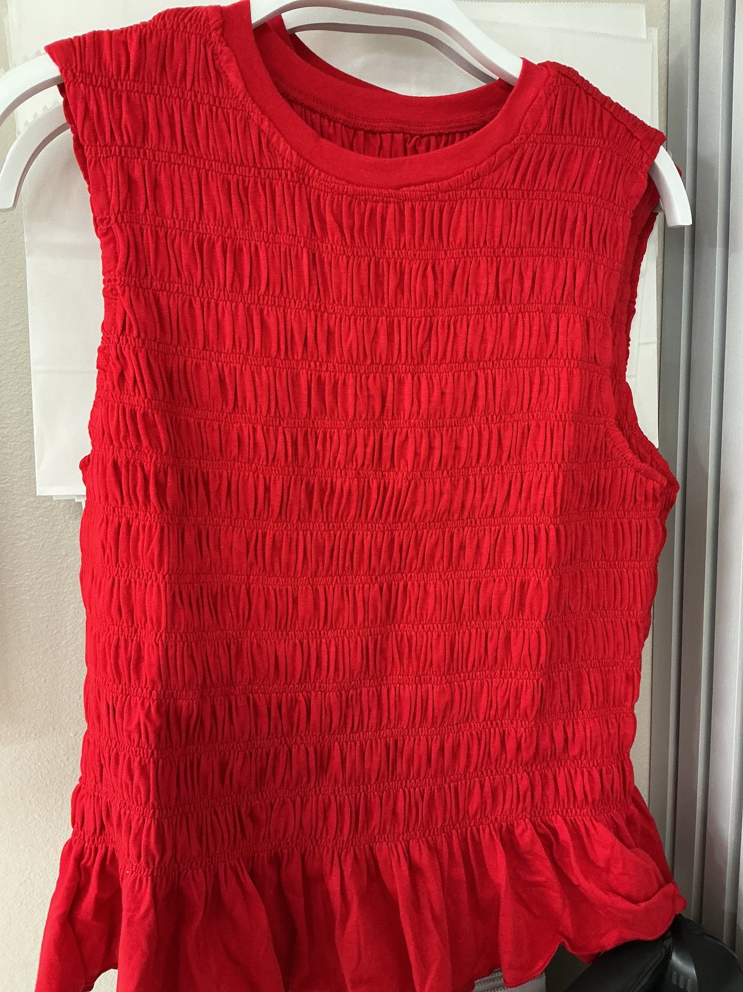 Red ruffled top