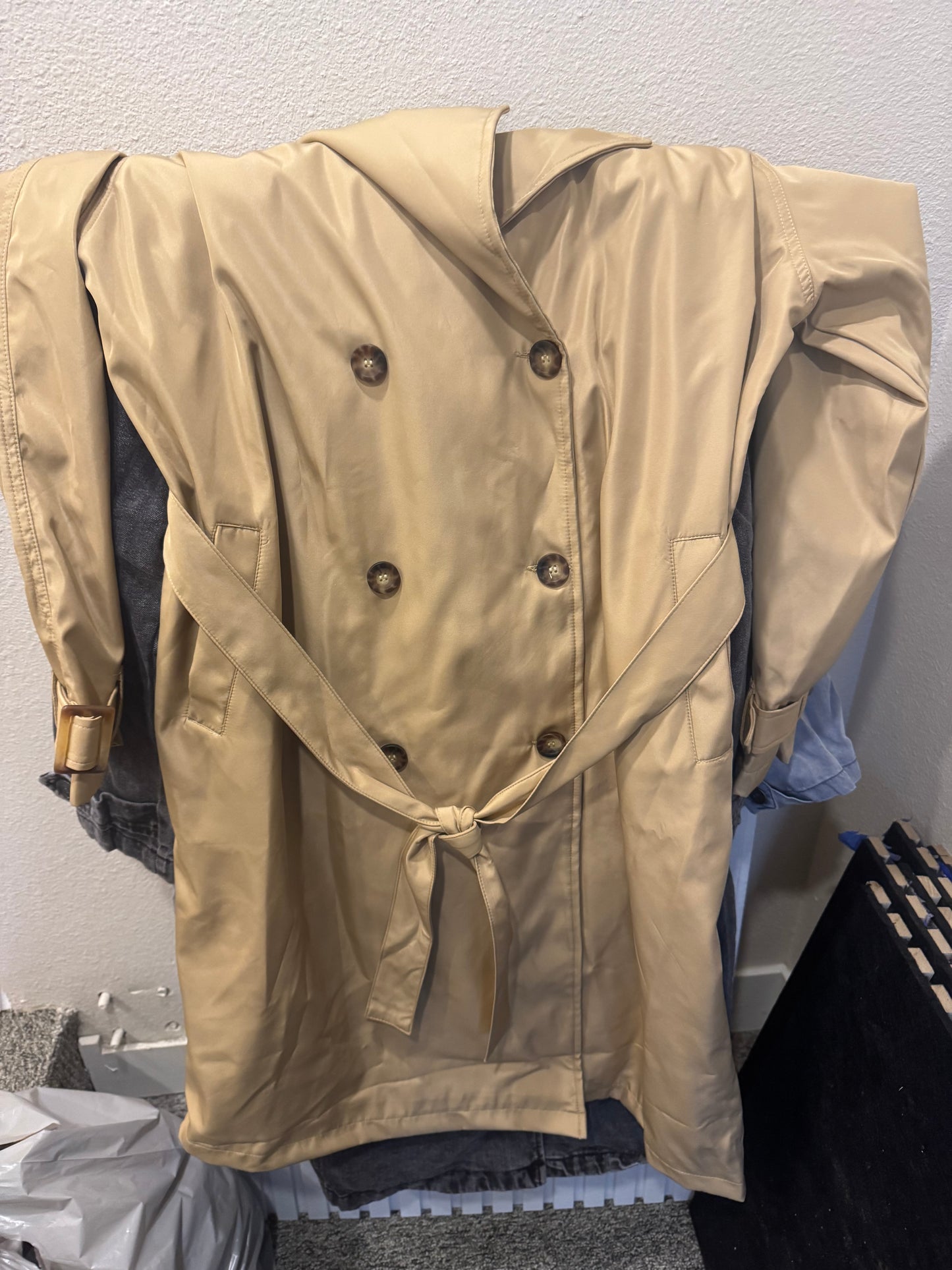 Tan trench coat