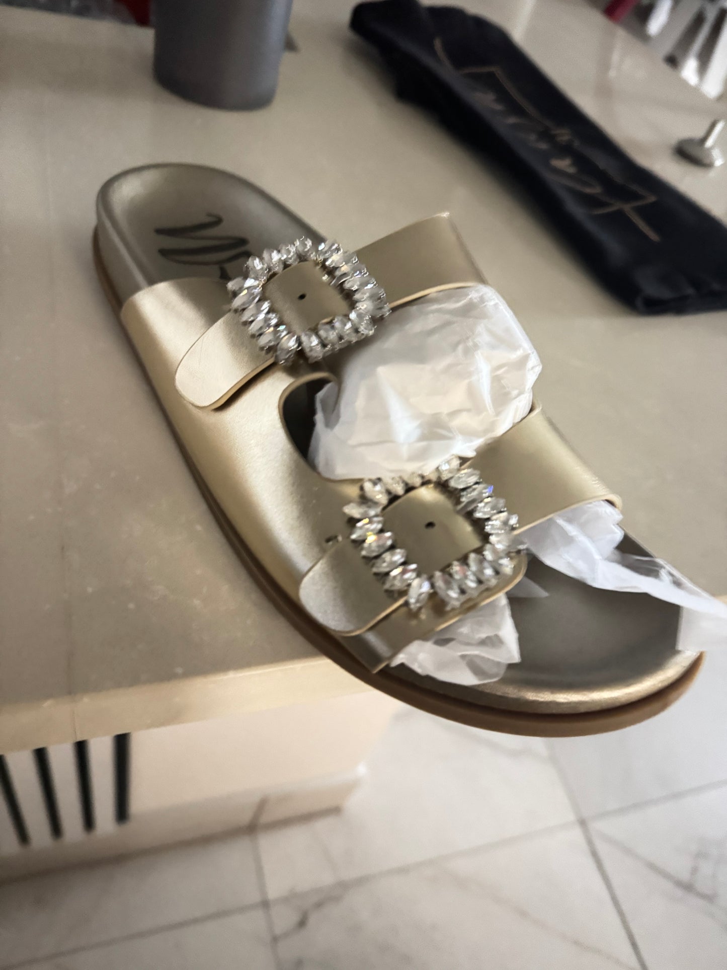 Sandals with rhinestones