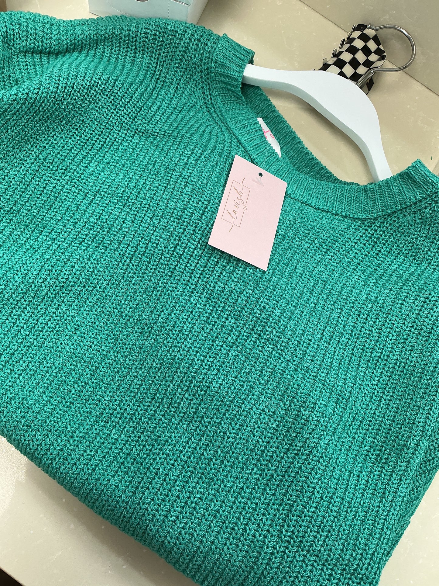Green knit sweater