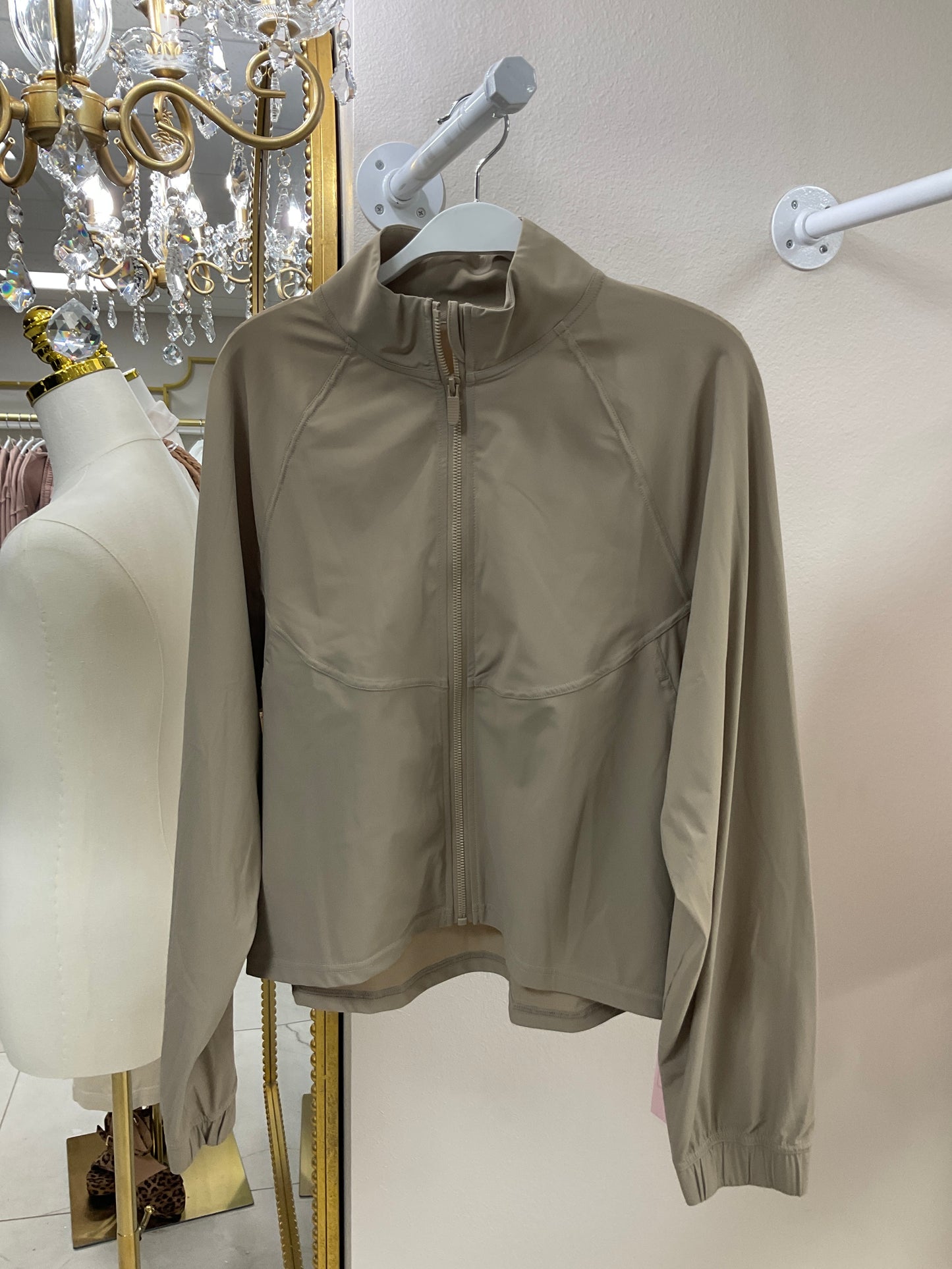 Khaki workout zip up