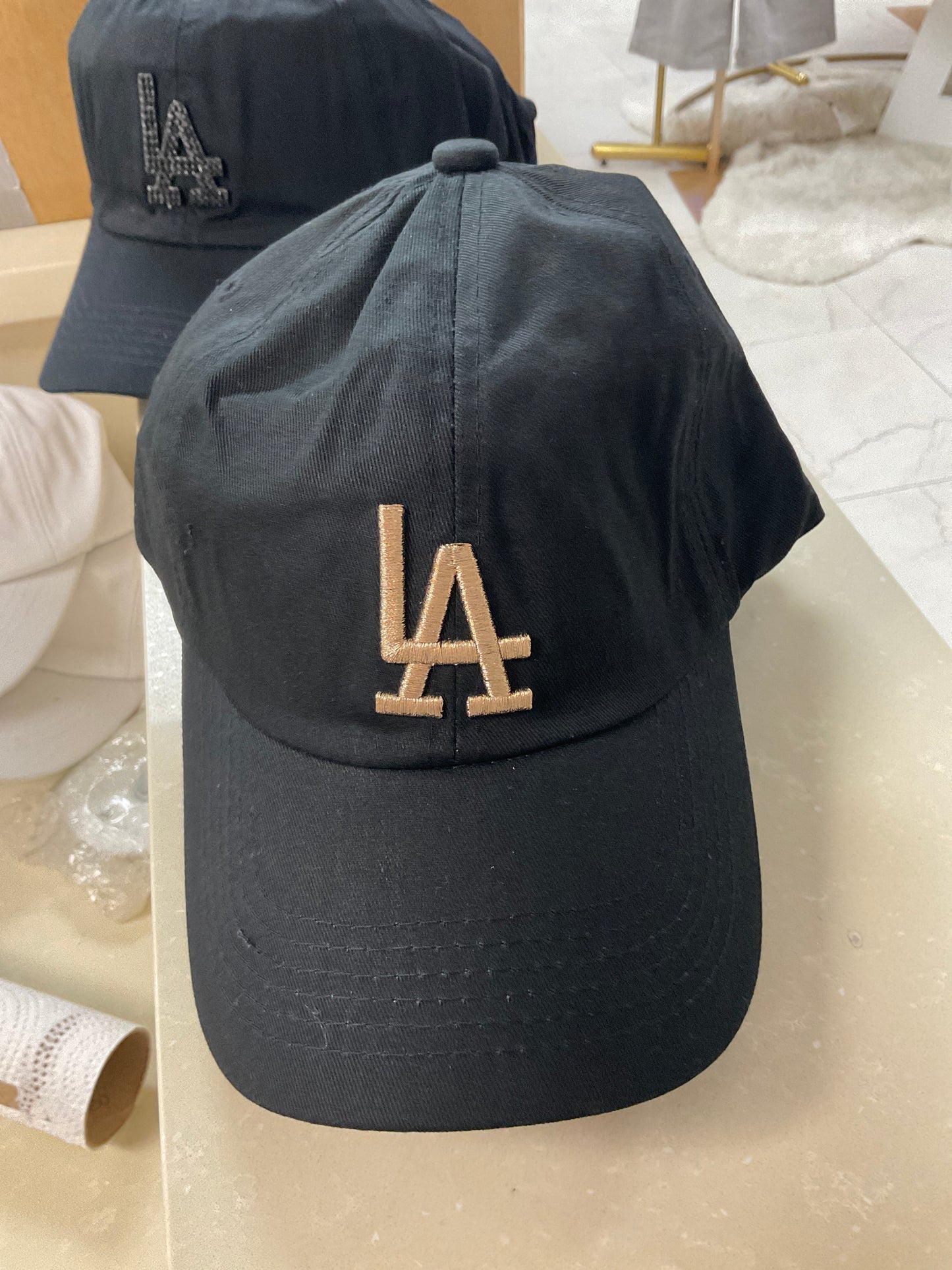 Black with gold LA hat