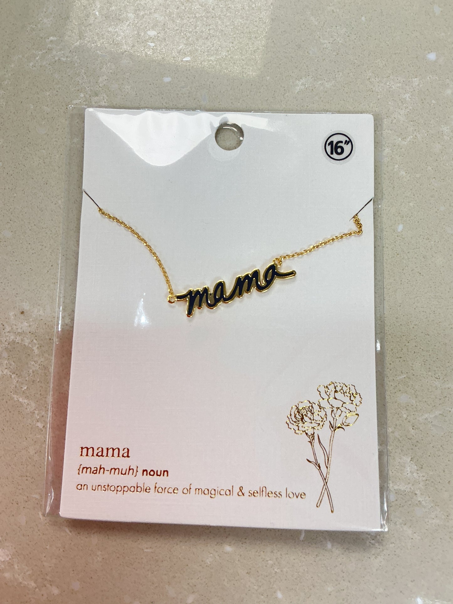 Black and gold mama necklace