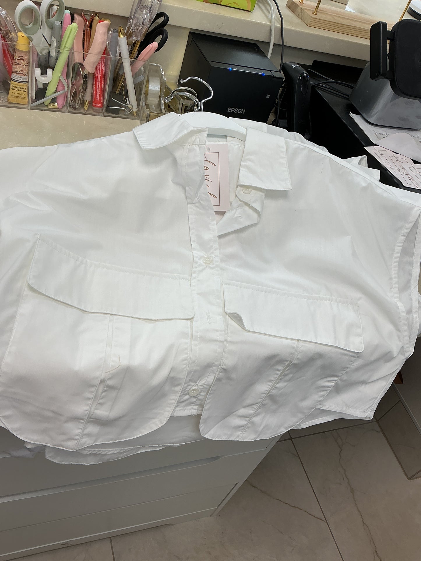 White cropped top