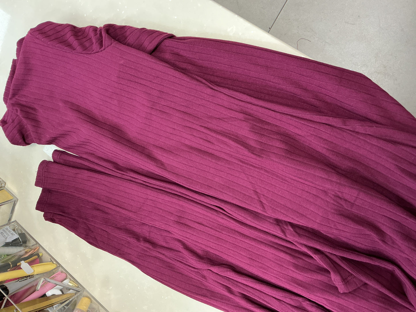 Burgundy long sleeve jumpsuit