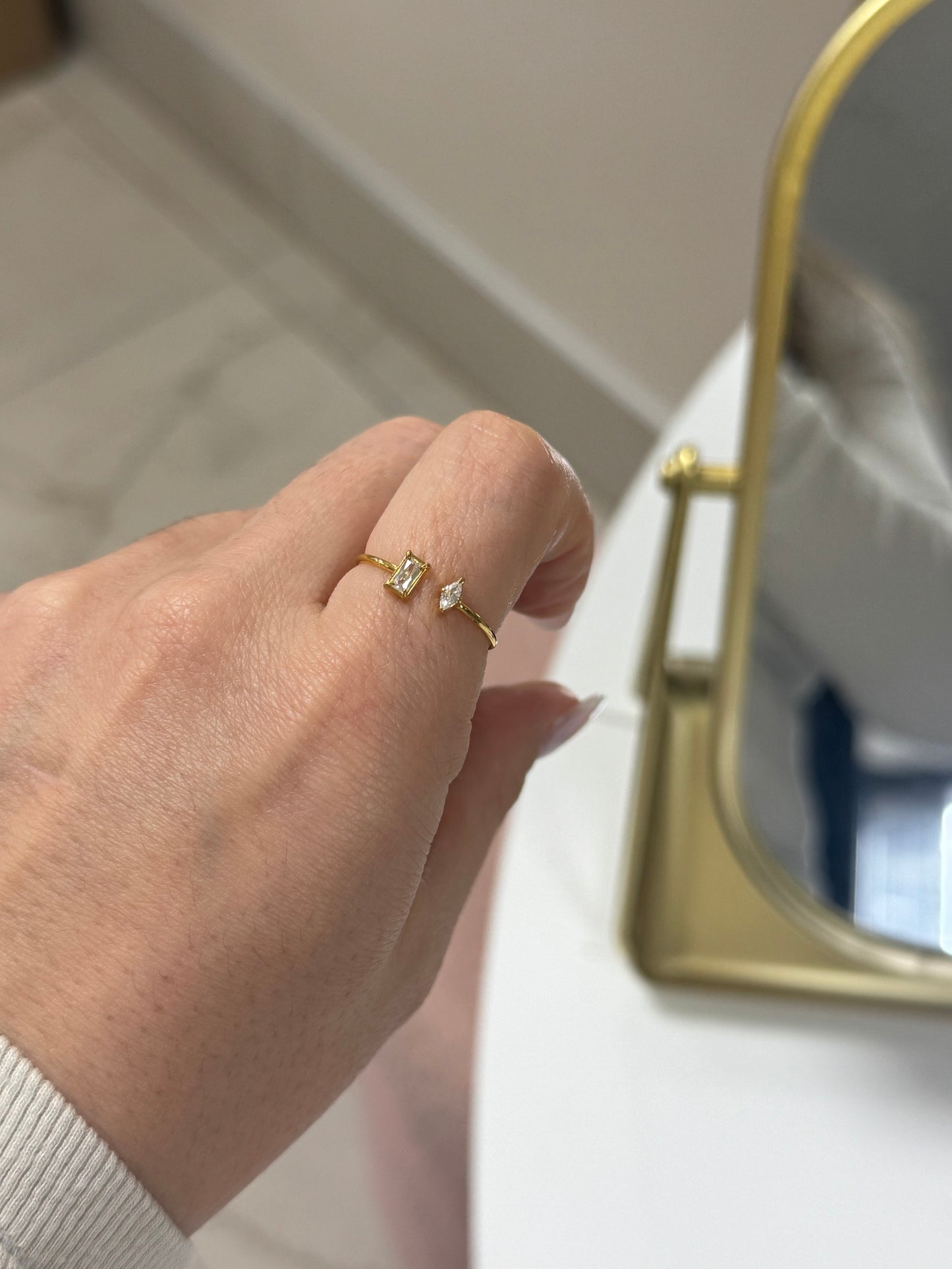 Rosie dainty crystal adjustable ring