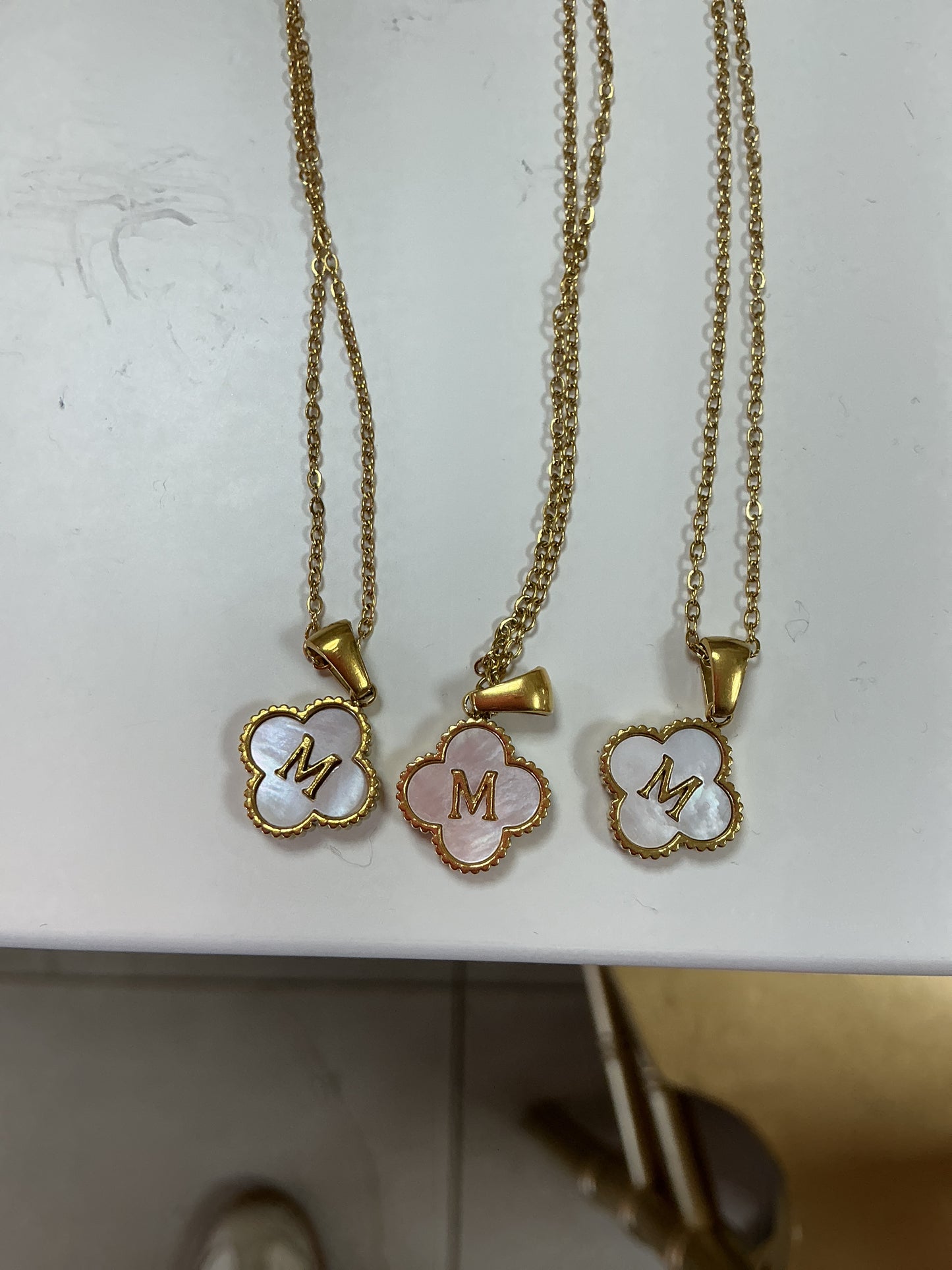 M clover letter necklace