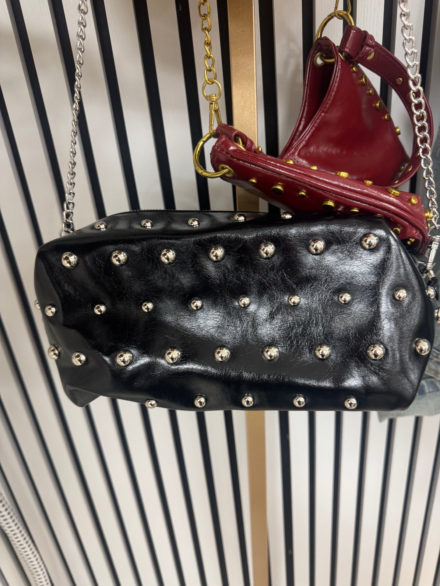 Black studded leather purse