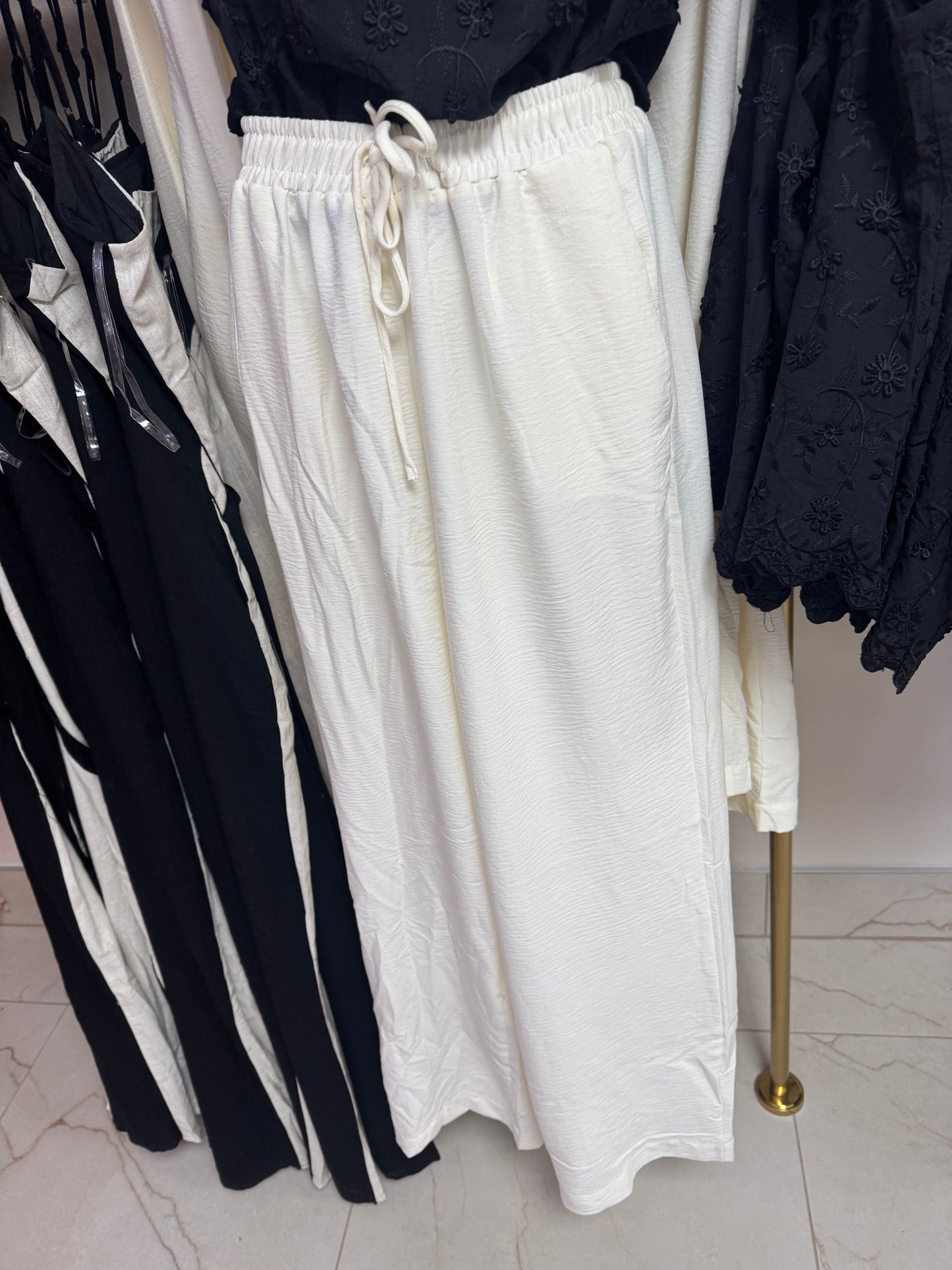 Cream flowy pants