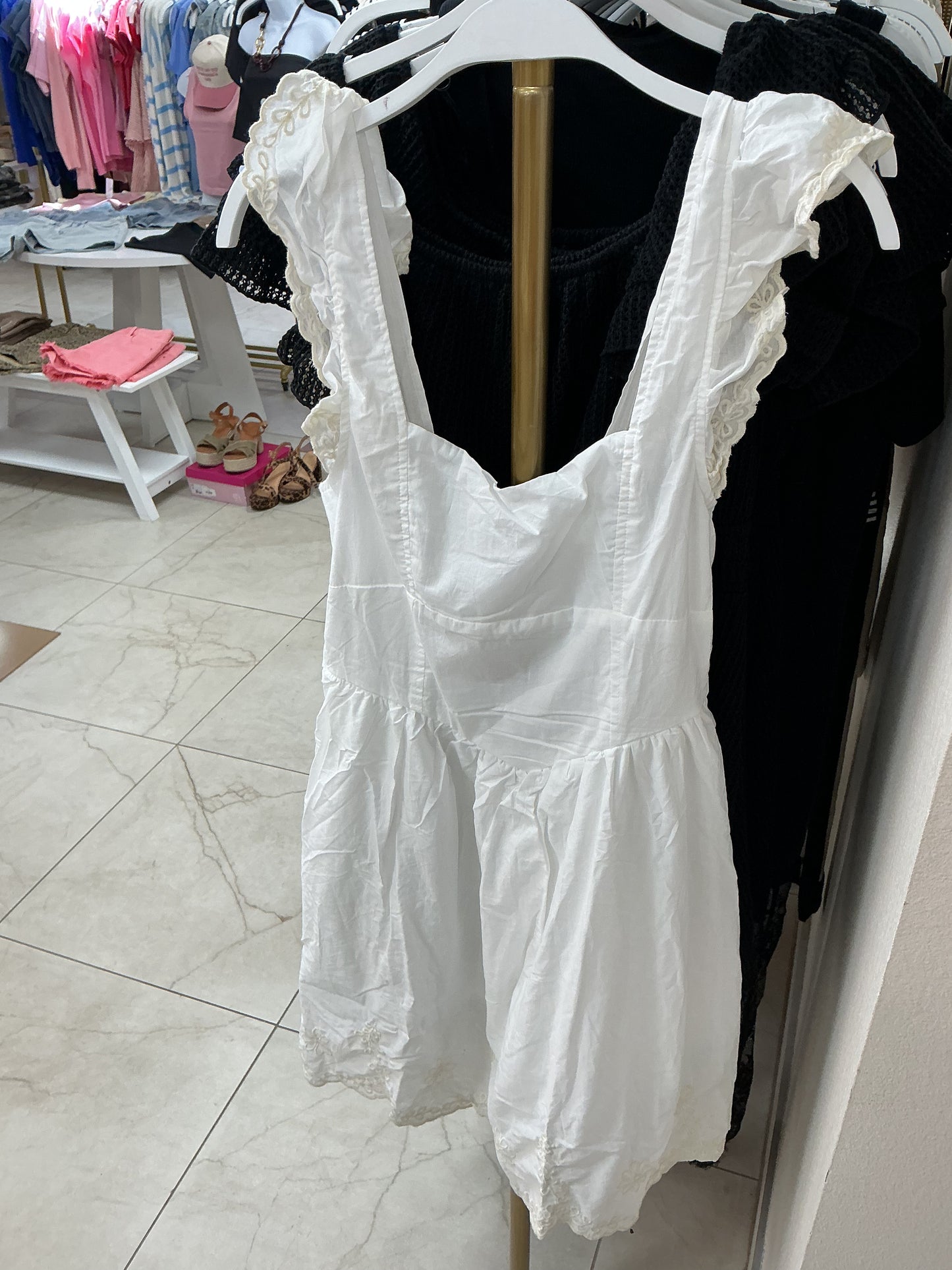 White floral embroidered dress