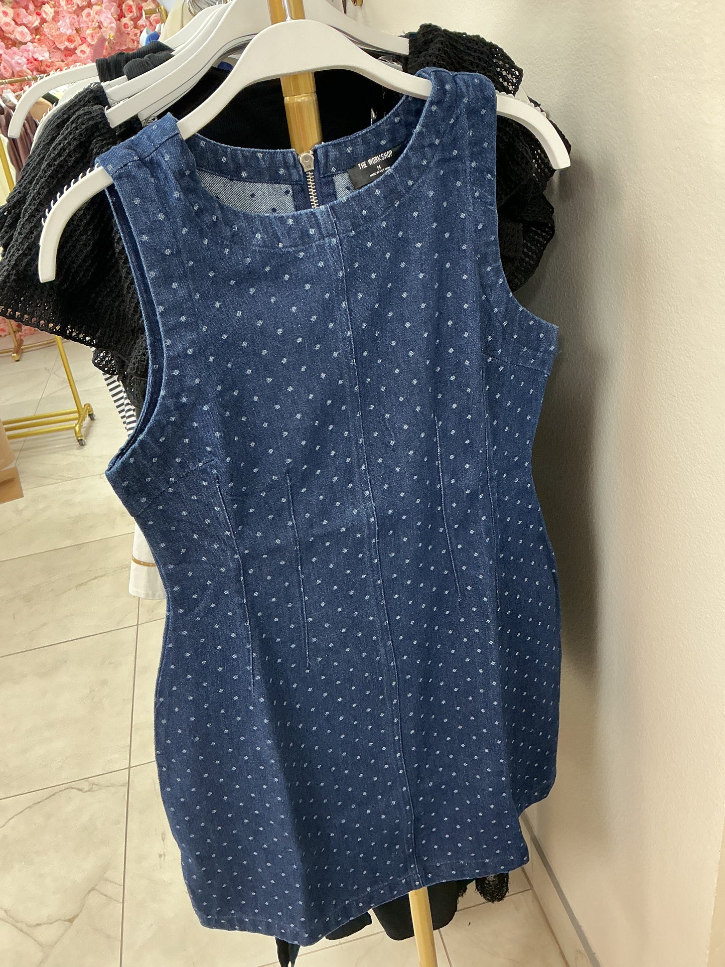 Denim polkadot dress