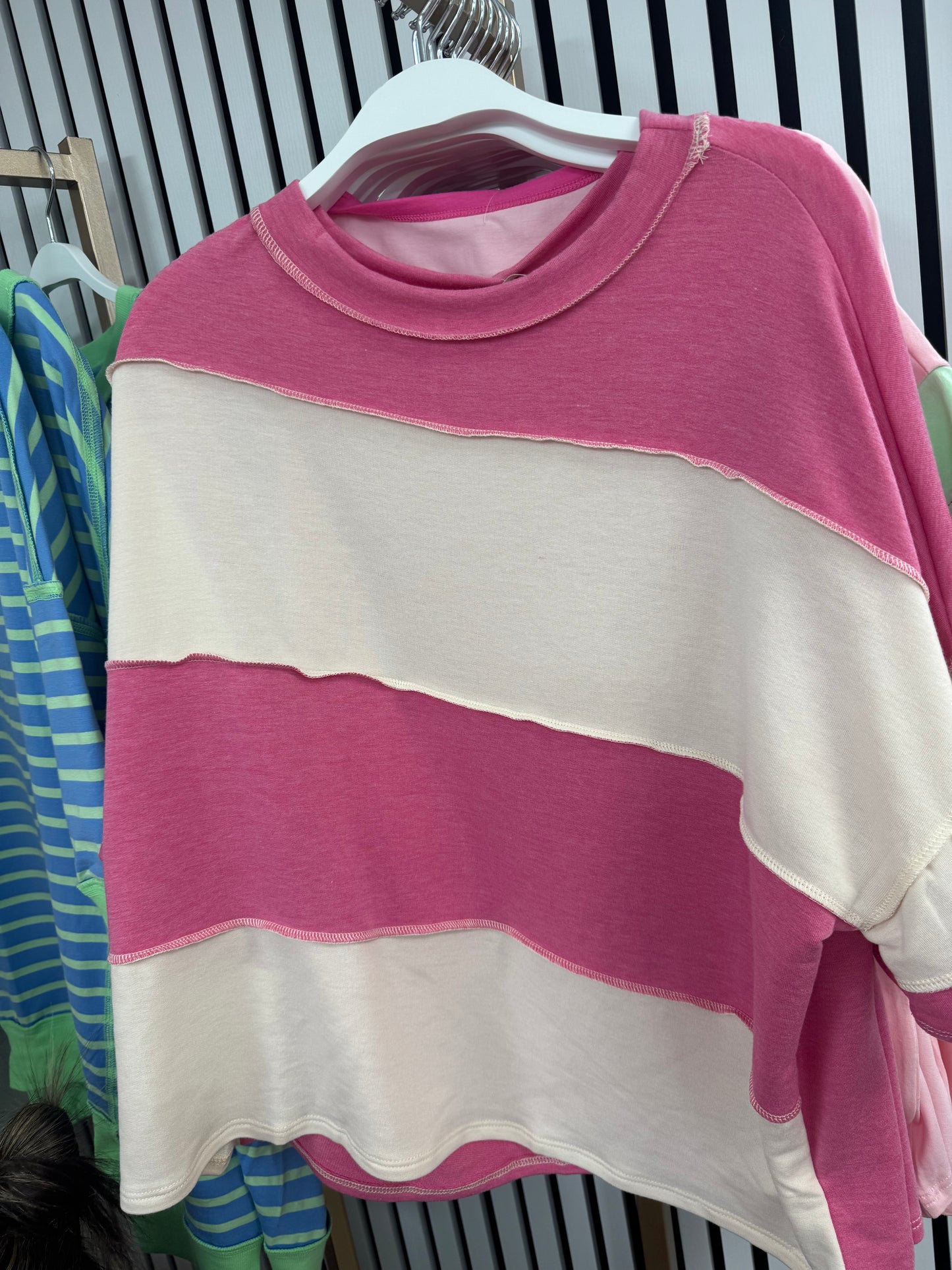 Pink and white stripe top