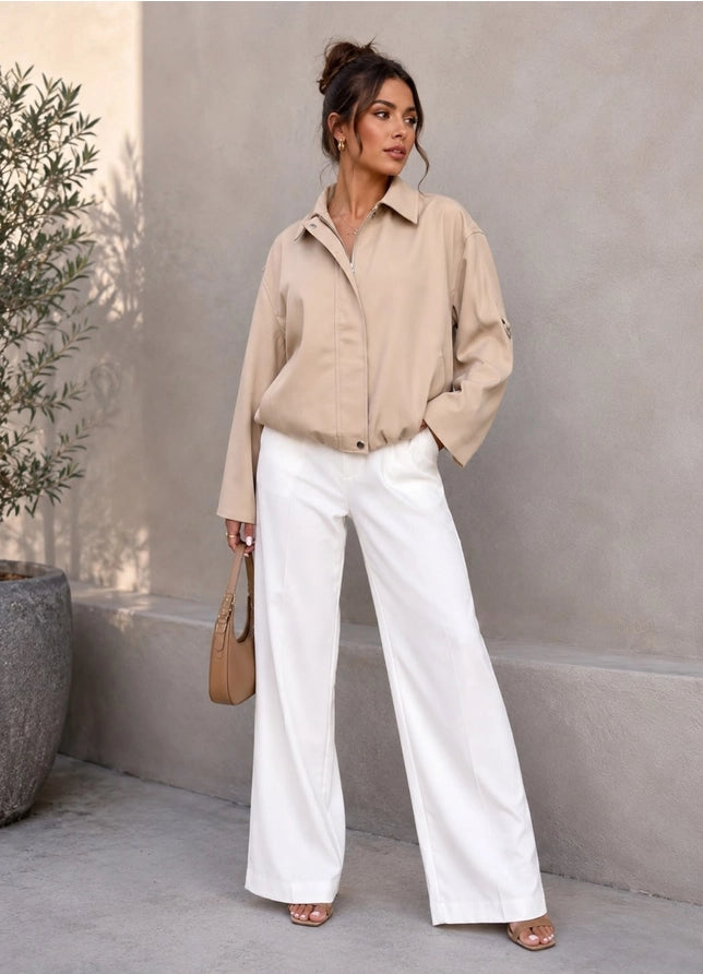 Beige bomber jacket