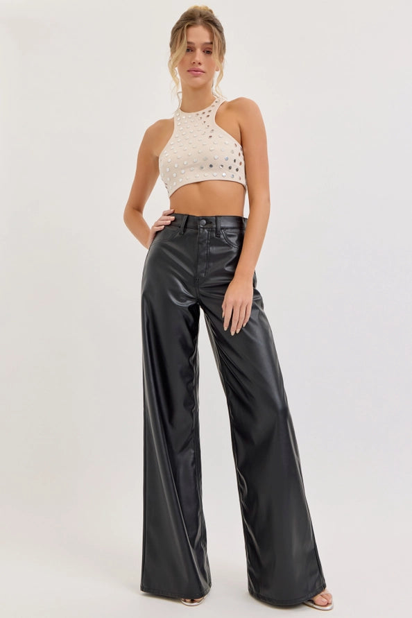 Cello black leather pants