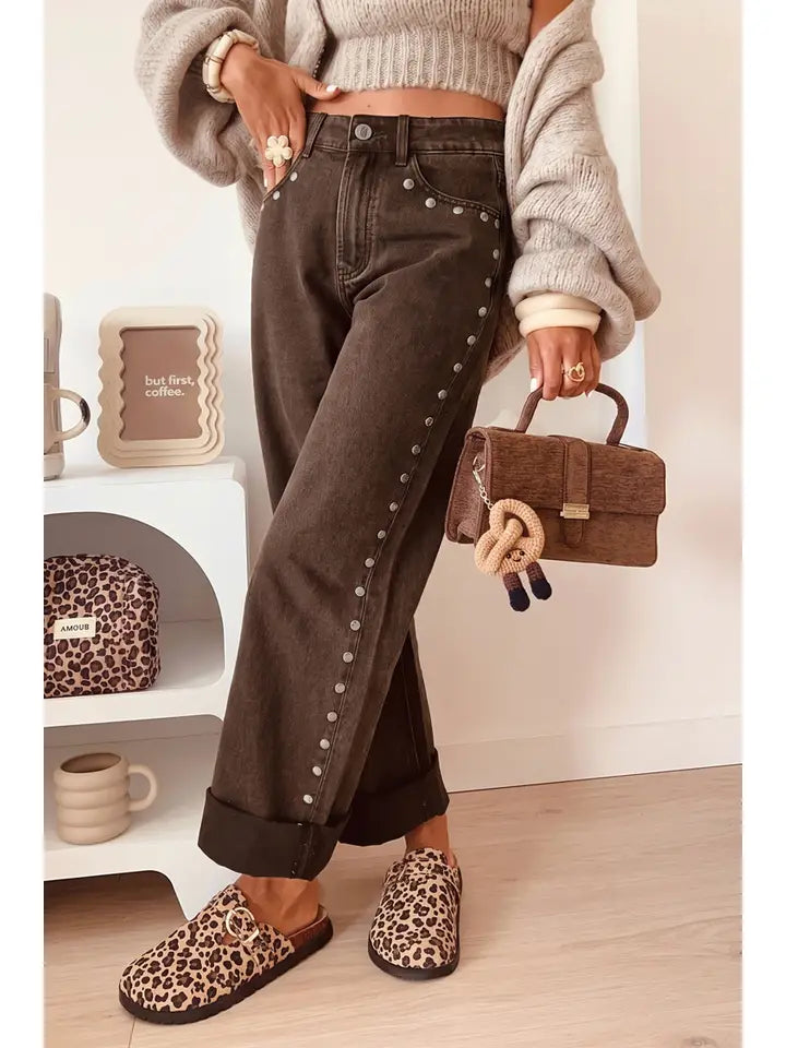 Brown pants with studs