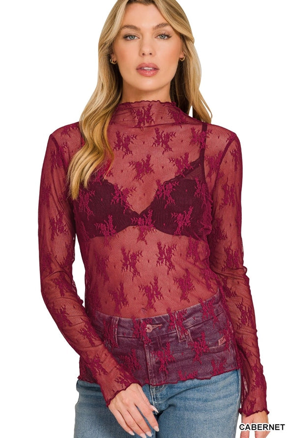 Burgundy lace top