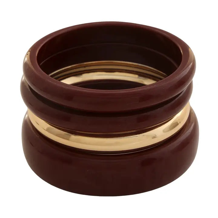 Burgundy and gold bangle bracelets