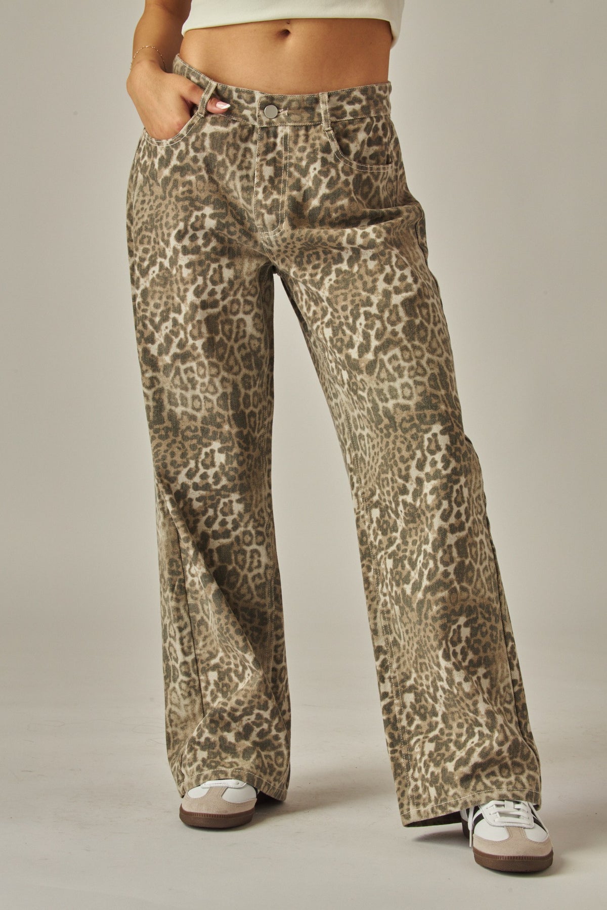 Faded leopard pants