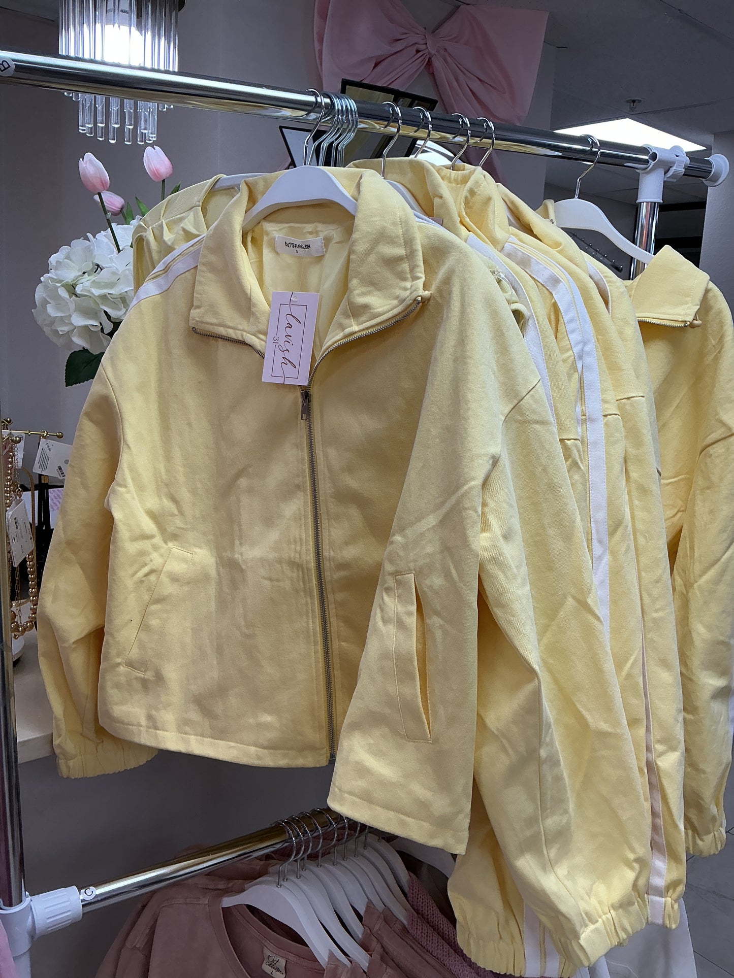 Butter yellow striped jacket