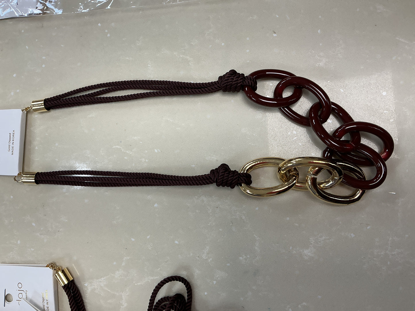 Burgundy rope chain necklace