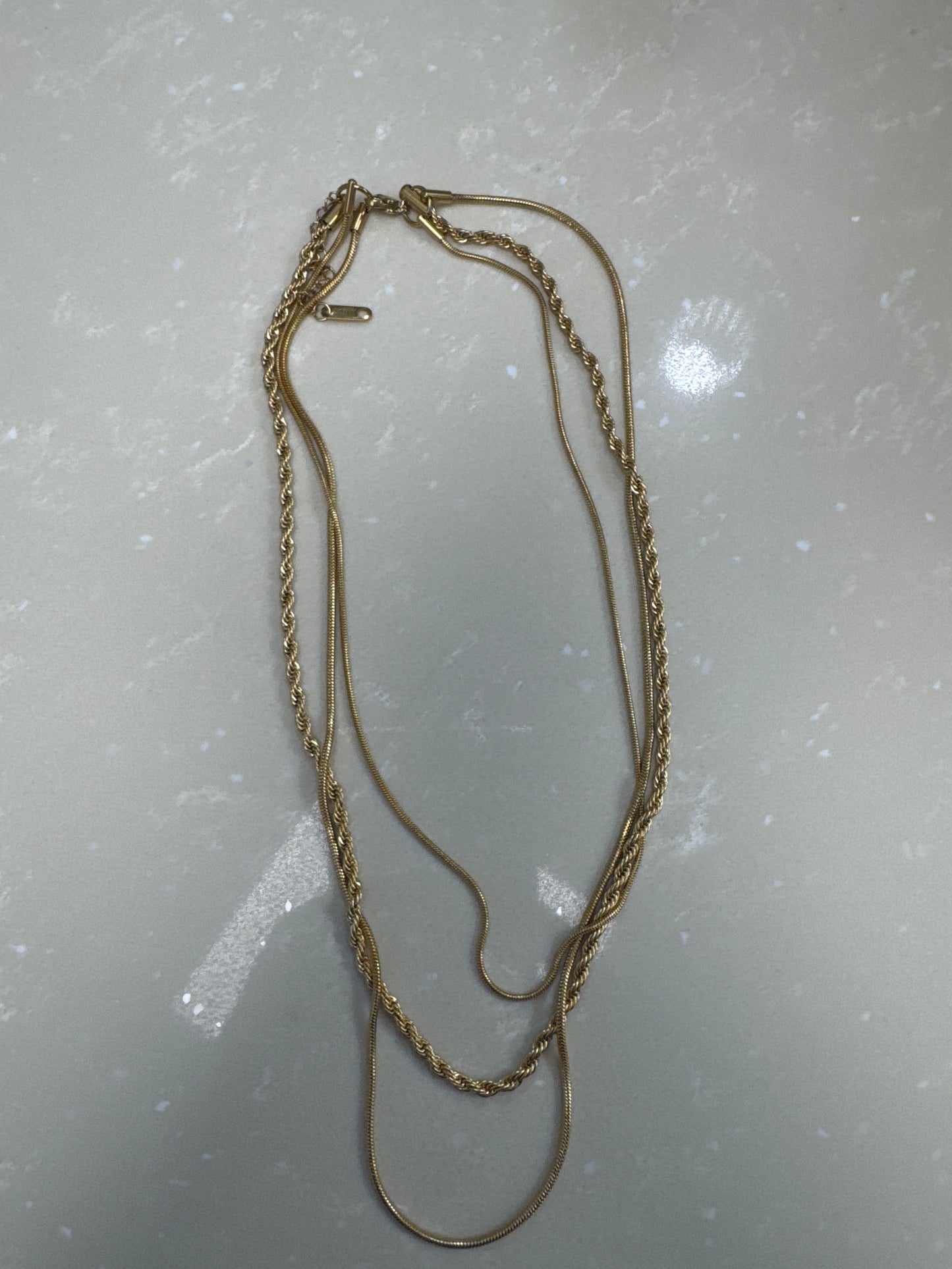Gold rope stack necklace
