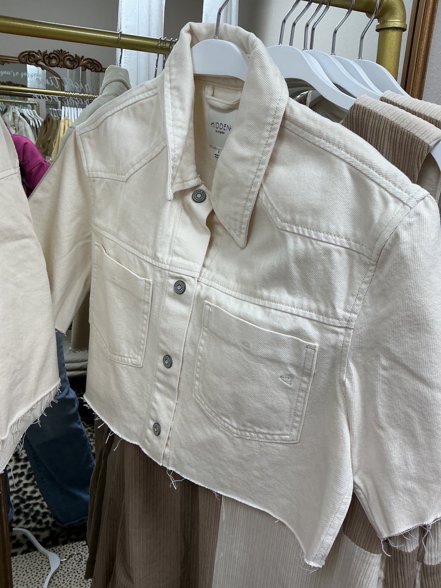 Beige hidden cropped top