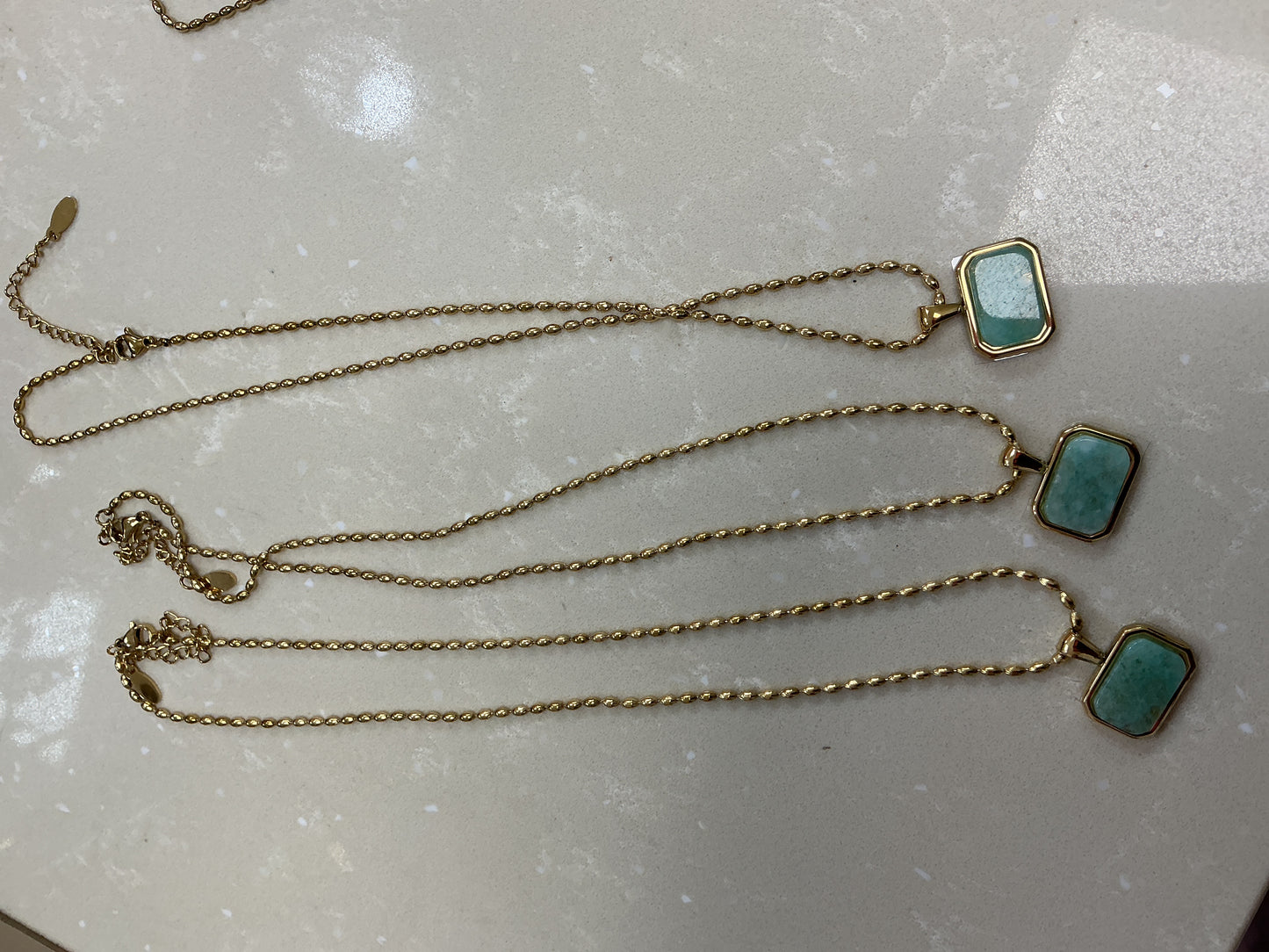 Mint green and gold necklace